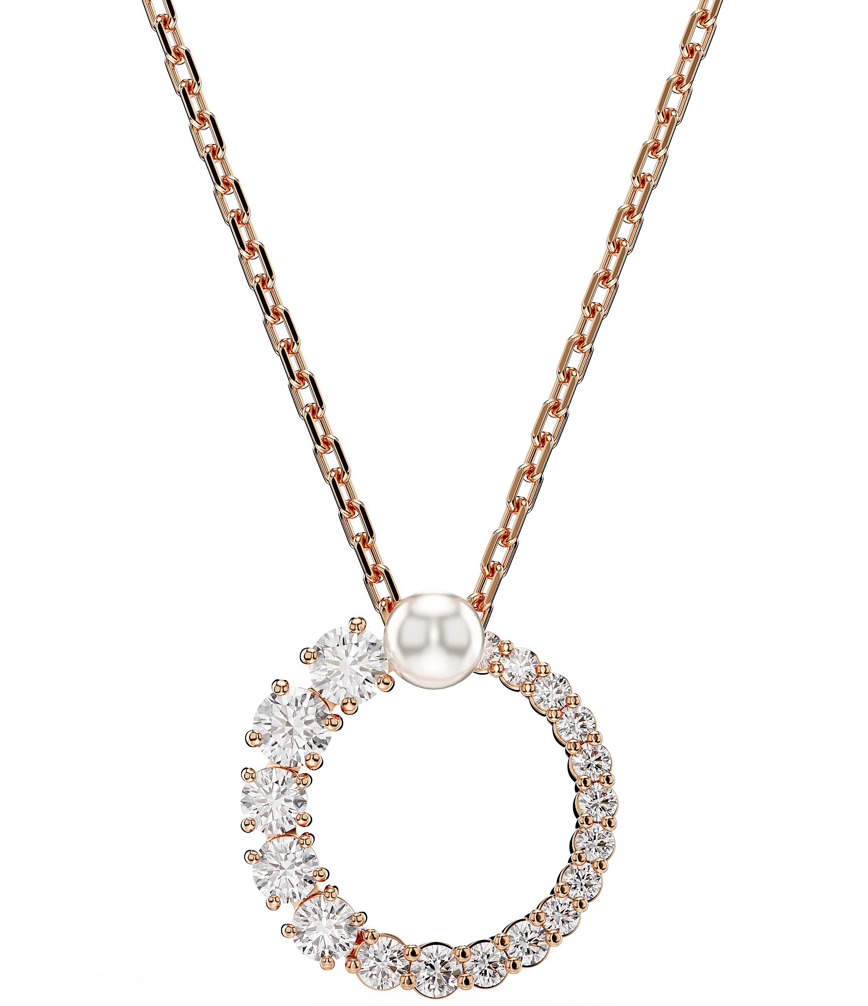 Swarovski Matrix Crystal Pearl Short Pendant Necklace