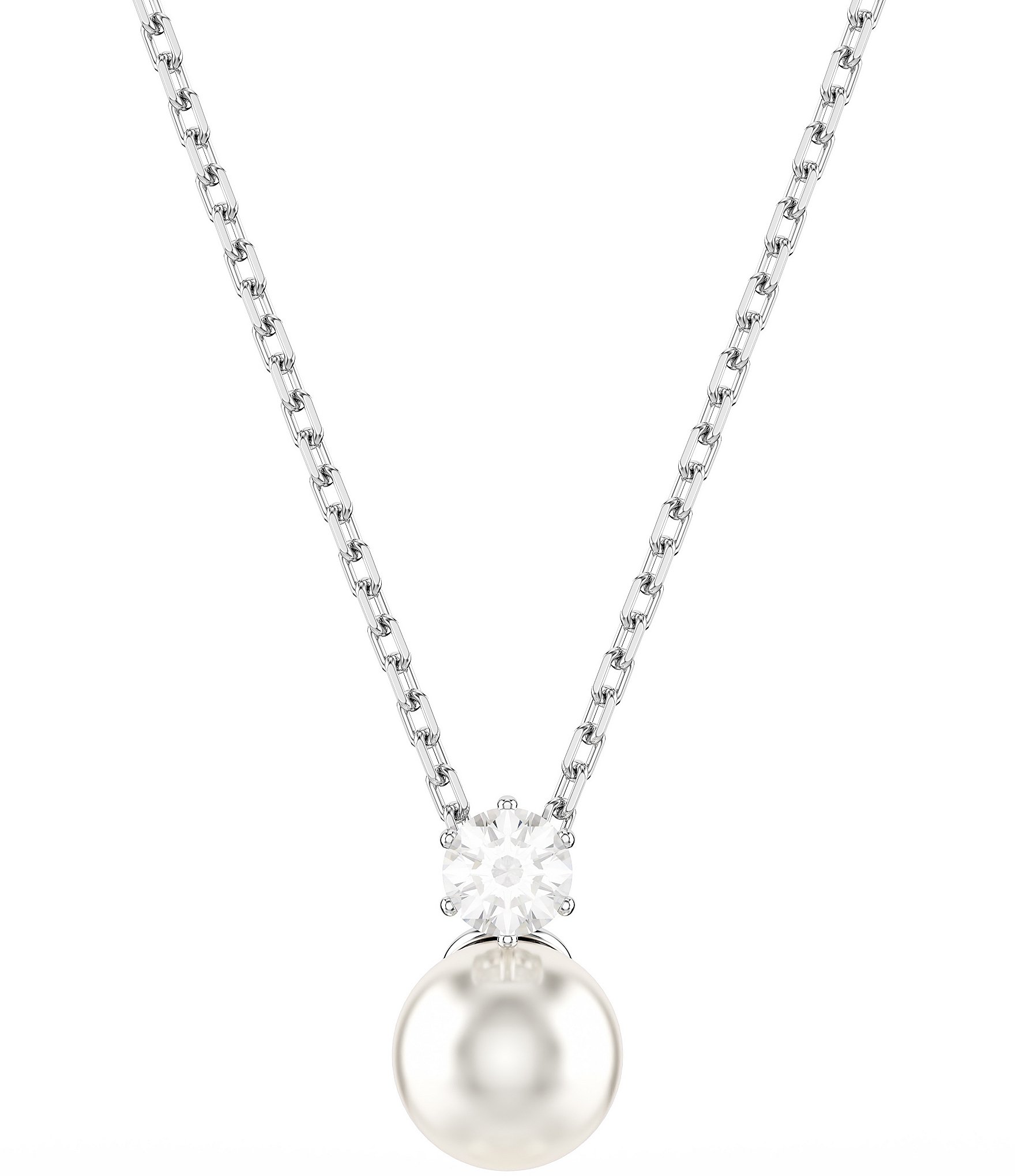 Swarovski Matrix Crystal Pearl Short Pendant Necklace