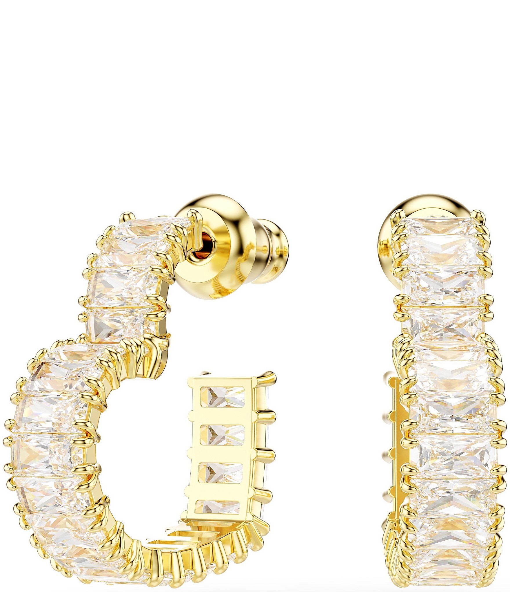 Swarovski Matrix Heart Crystal Gold Metal Hoop Earrings