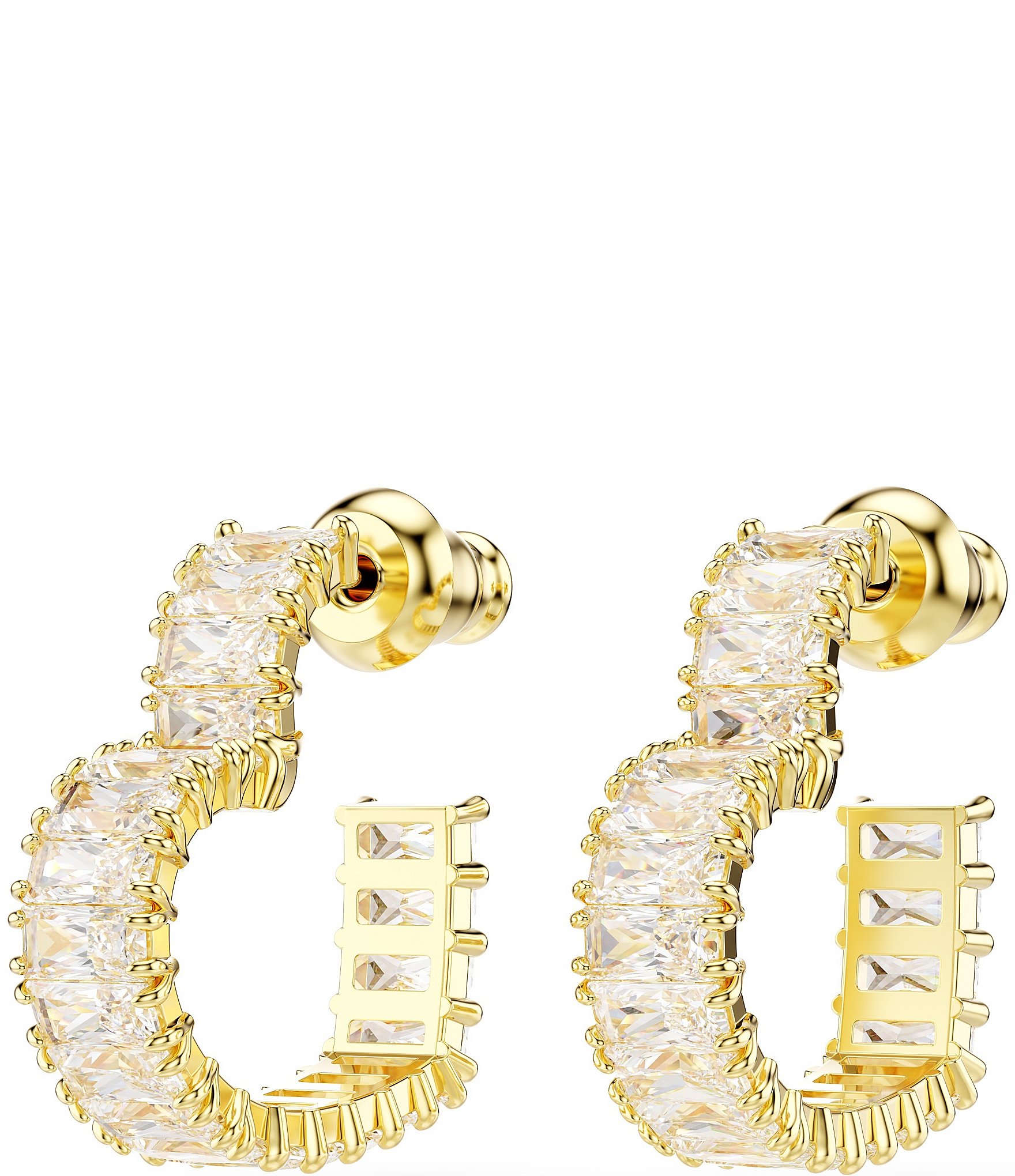 Swarovski Matrix Heart Crystal Gold Metal Hoop Earrings