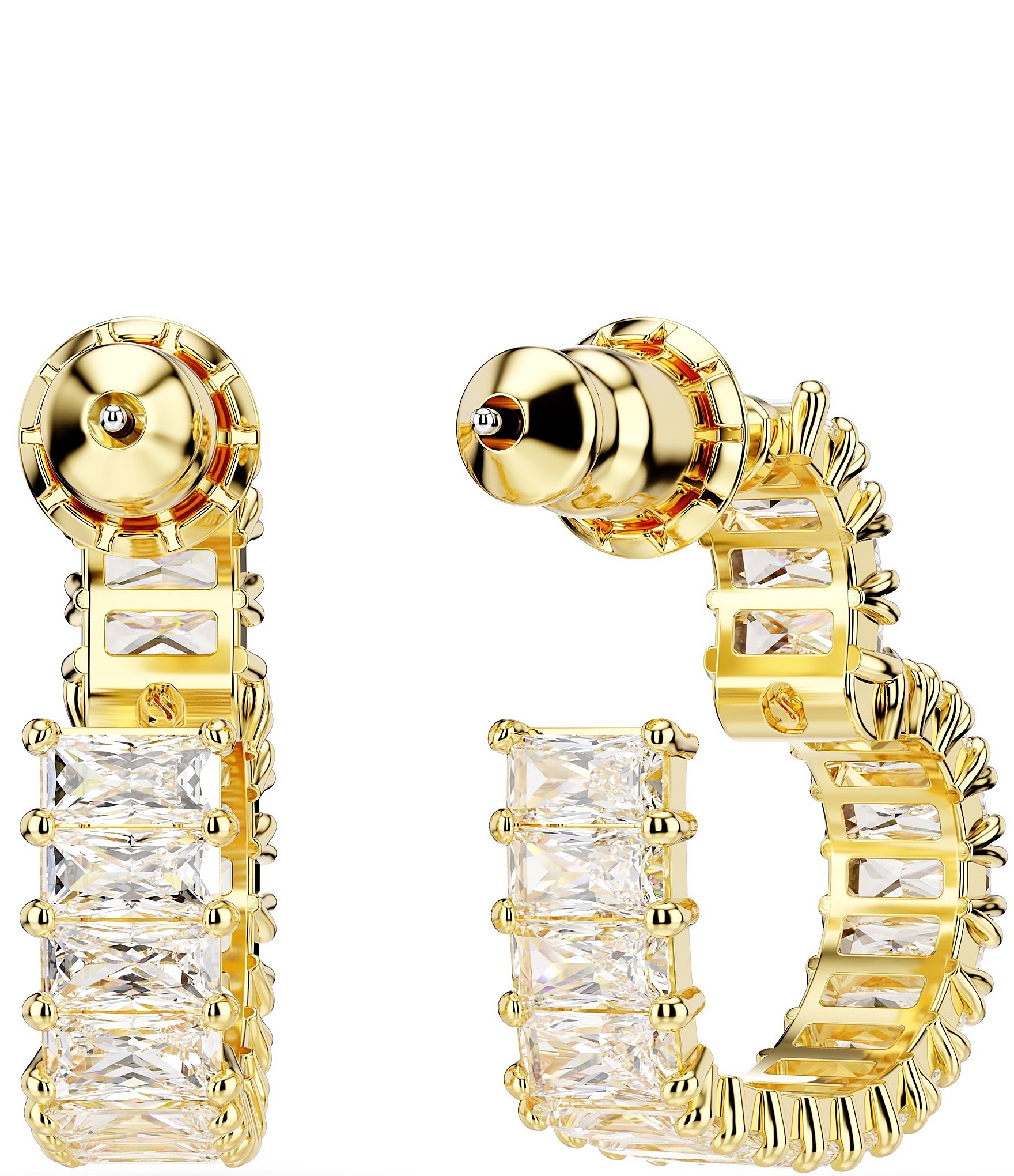 Swarovski Matrix Heart Crystal Gold Metal Hoop Earrings