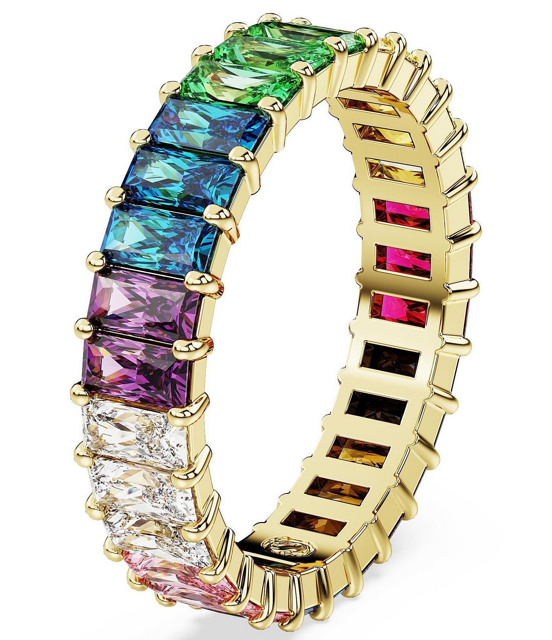 Swarovski Matrix Rainbow Crystal Baguette Band Ring