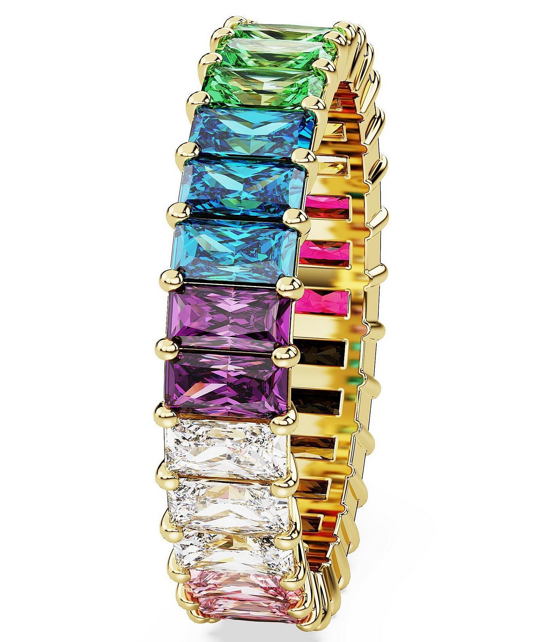 Swarovski Matrix Rainbow Crystal Baguette Band Ring