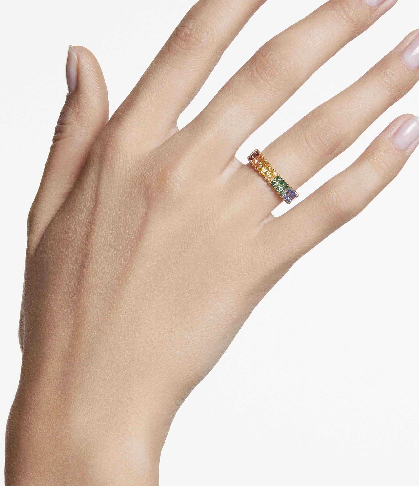 Swarovski Matrix Rainbow Crystal Baguette Band Ring