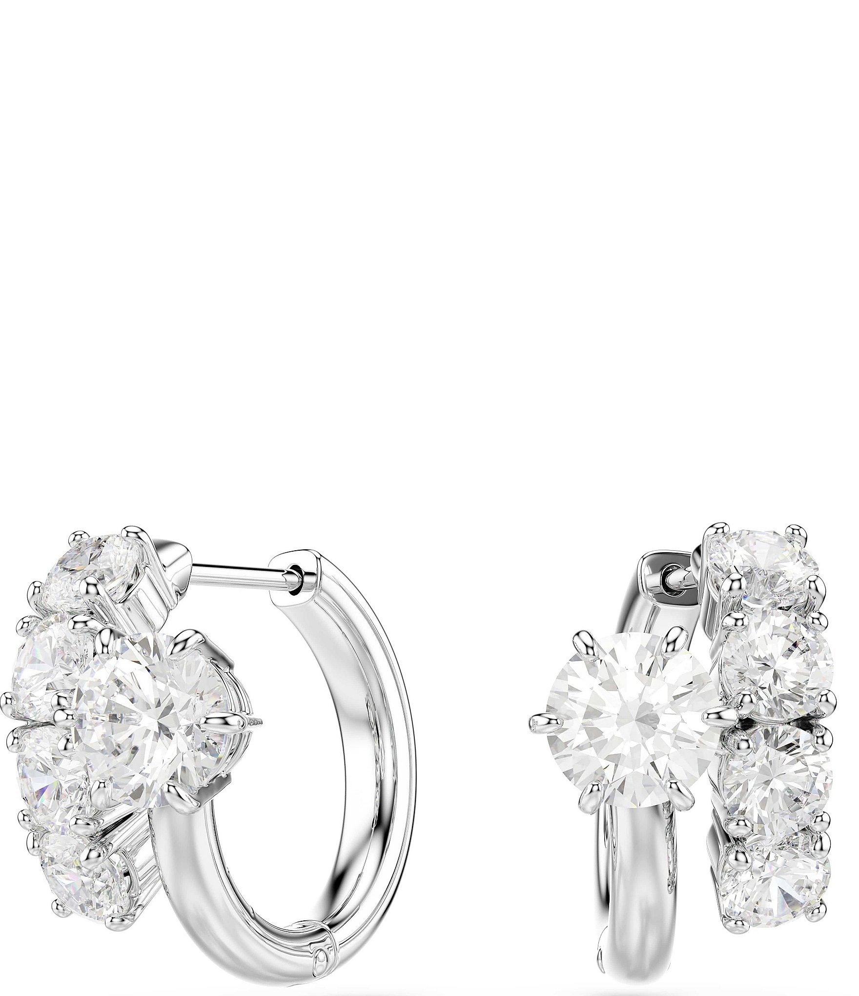 Swarovski Matrix Round Cut CZ Clip Stud Earrings