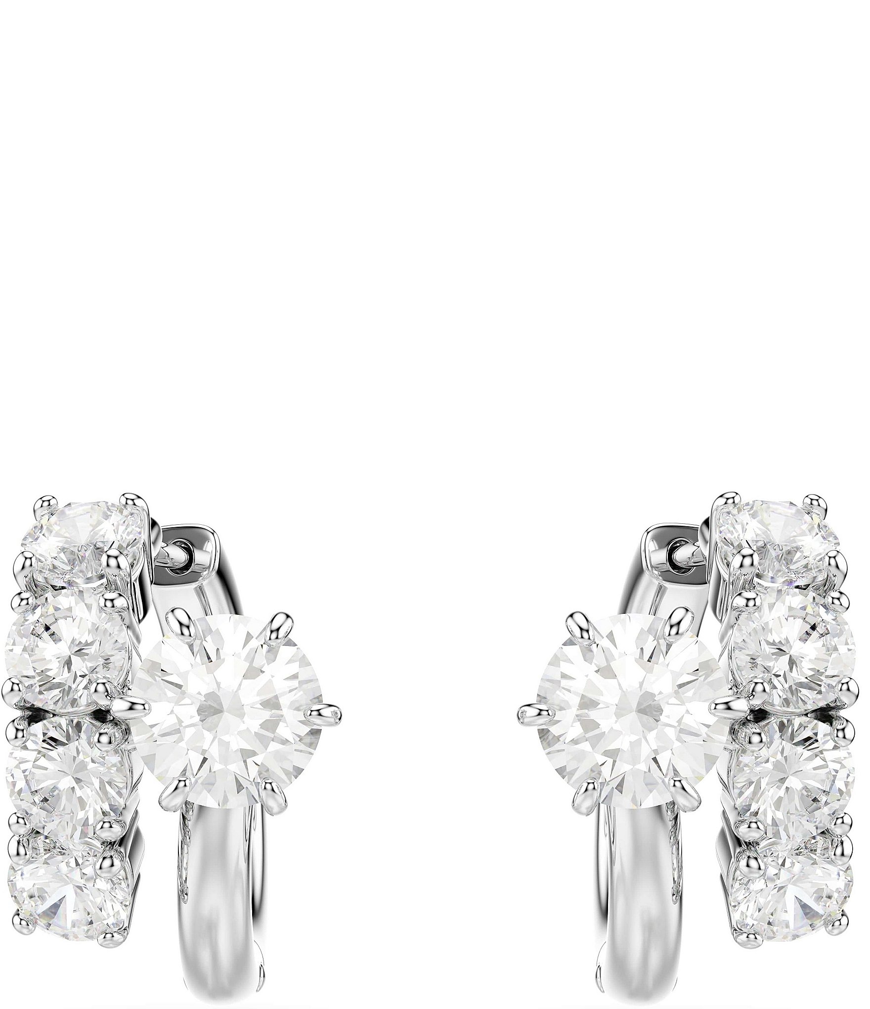 Swarovski Matrix Round Cut CZ Clip Stud Earrings