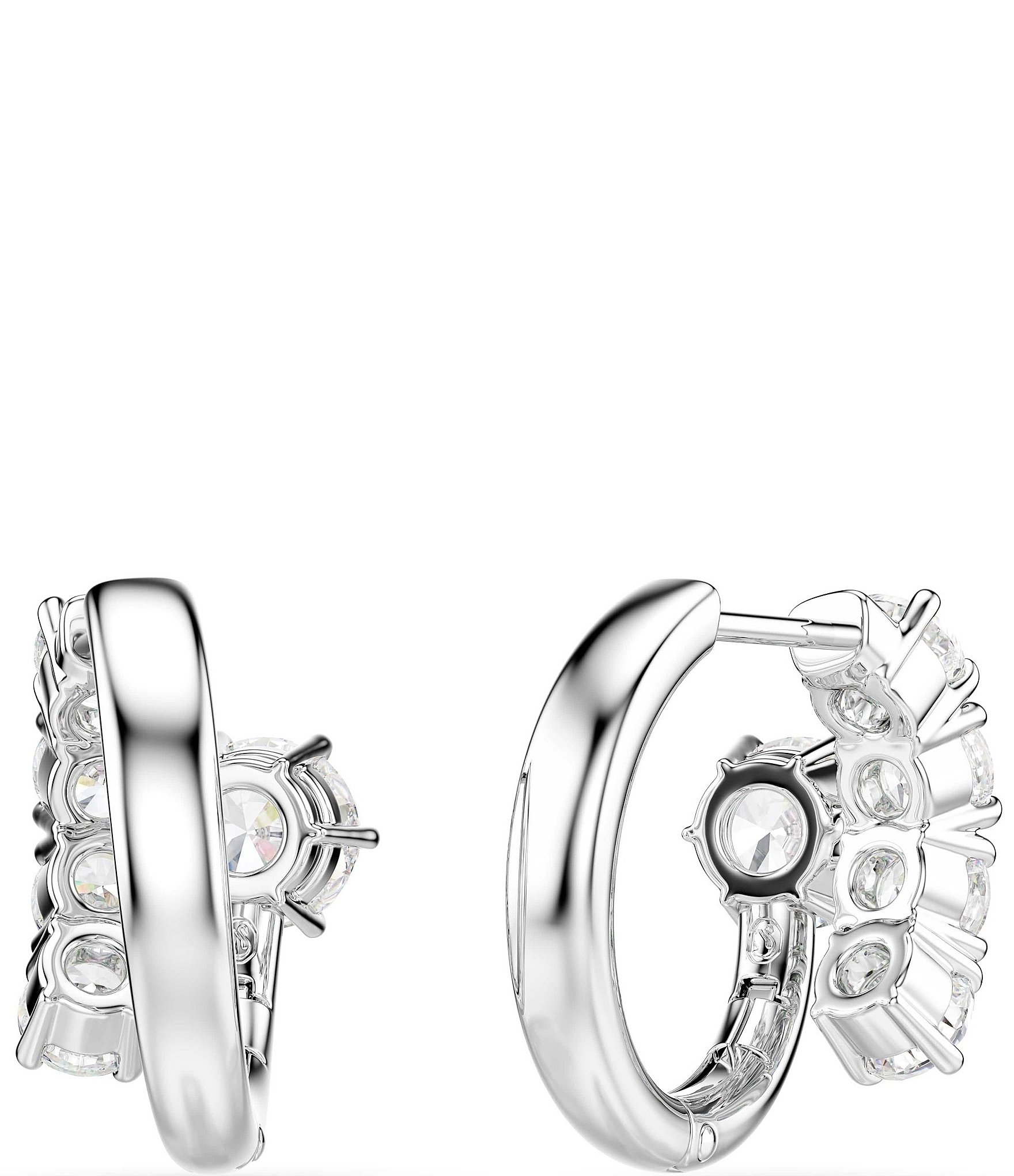 Swarovski Matrix Round Cut CZ Clip Stud Earrings