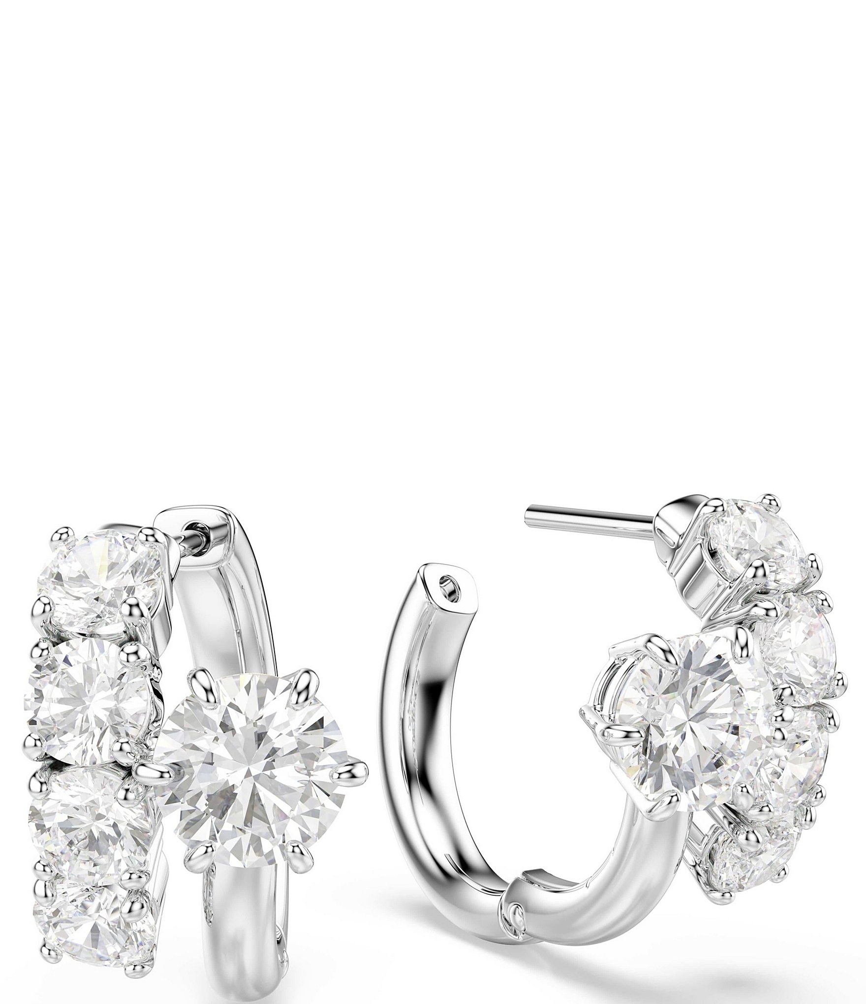 Swarovski Matrix Round Cut CZ Clip Stud Earrings