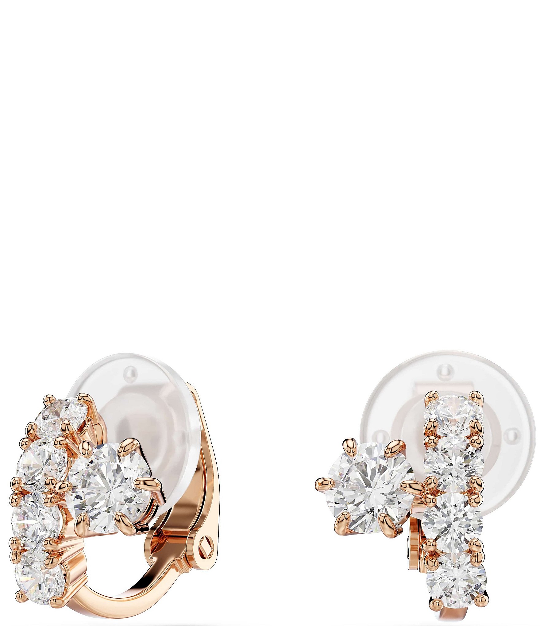 Swarovski Matrix Round Cut CZ Clip Stud Earrings