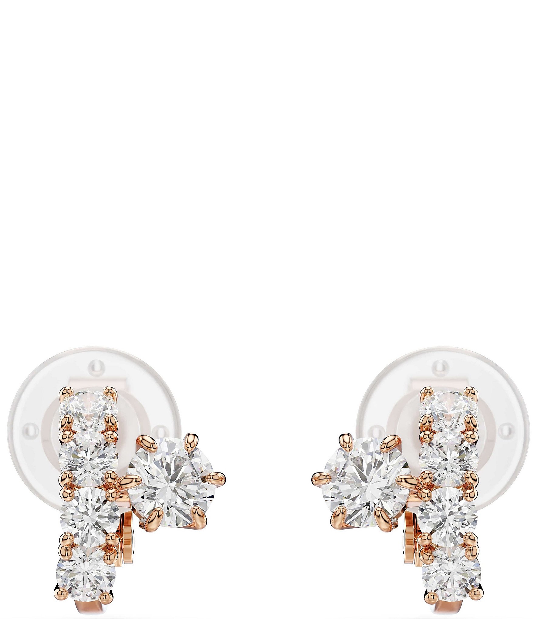 Swarovski Matrix Round Cut CZ Clip Stud Earrings