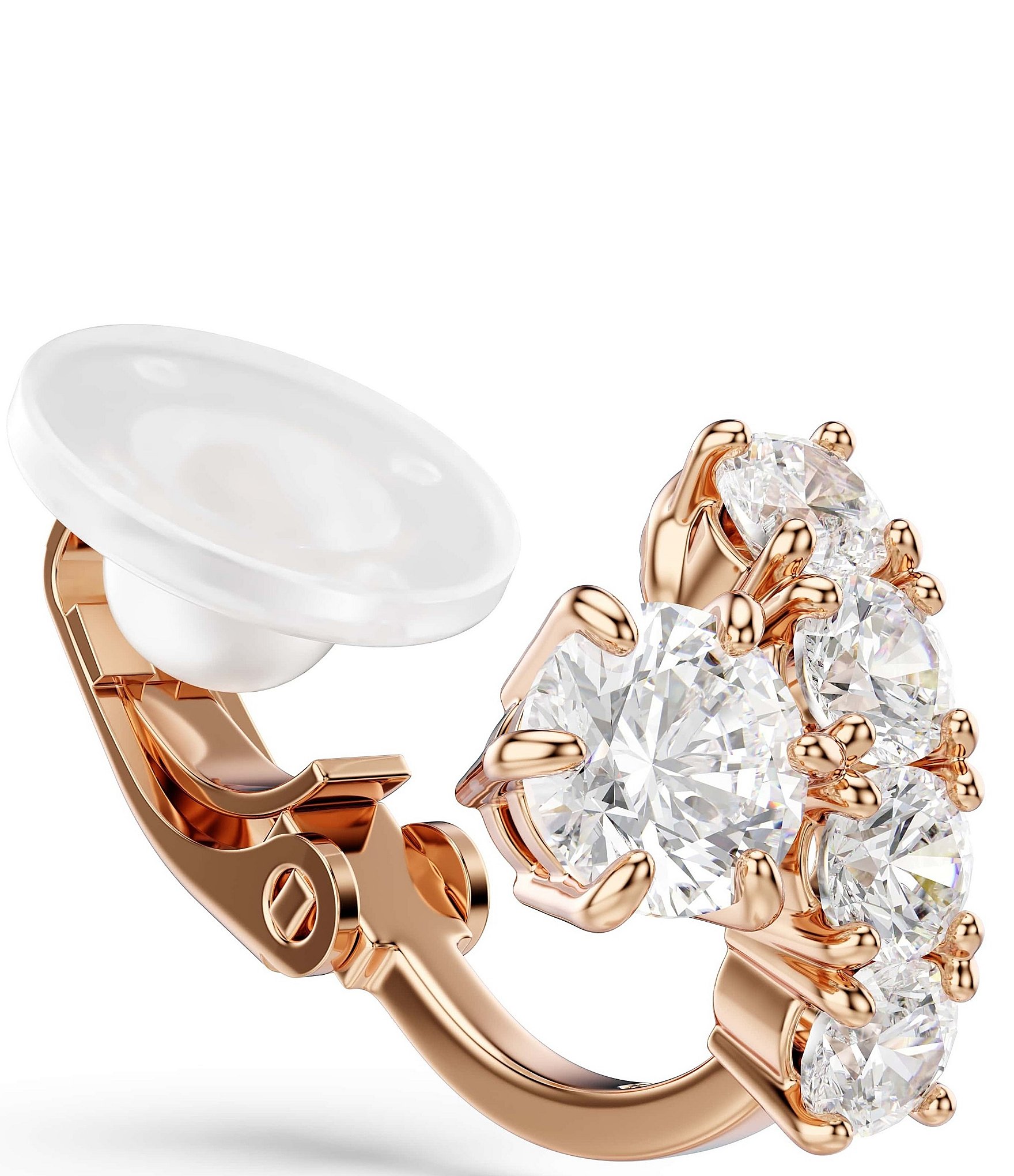 Swarovski Matrix Round Cut CZ Clip Stud Earrings