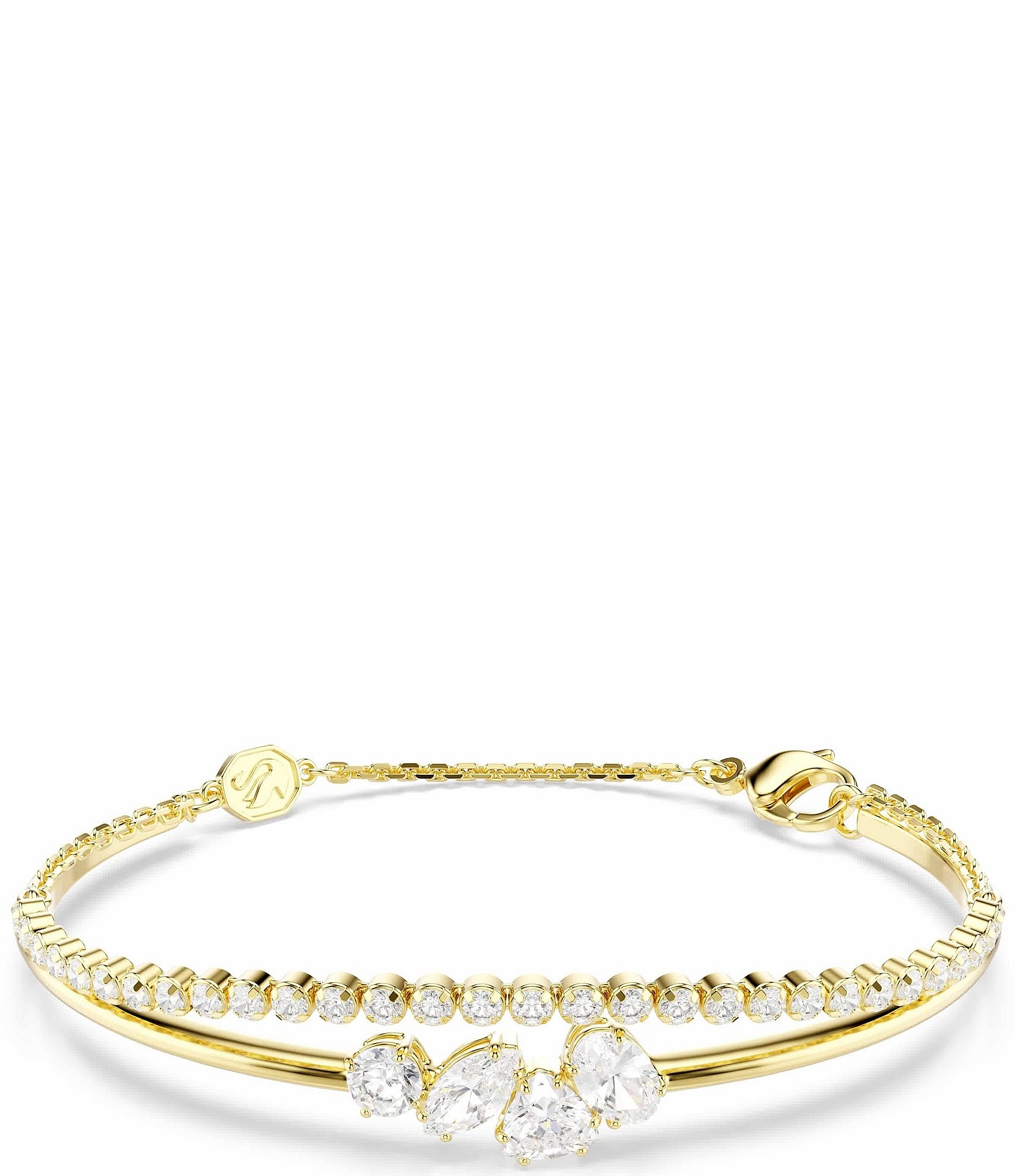 Swarovski Mesmera Mixed Cut CZ Double Line Bangle Bracelet