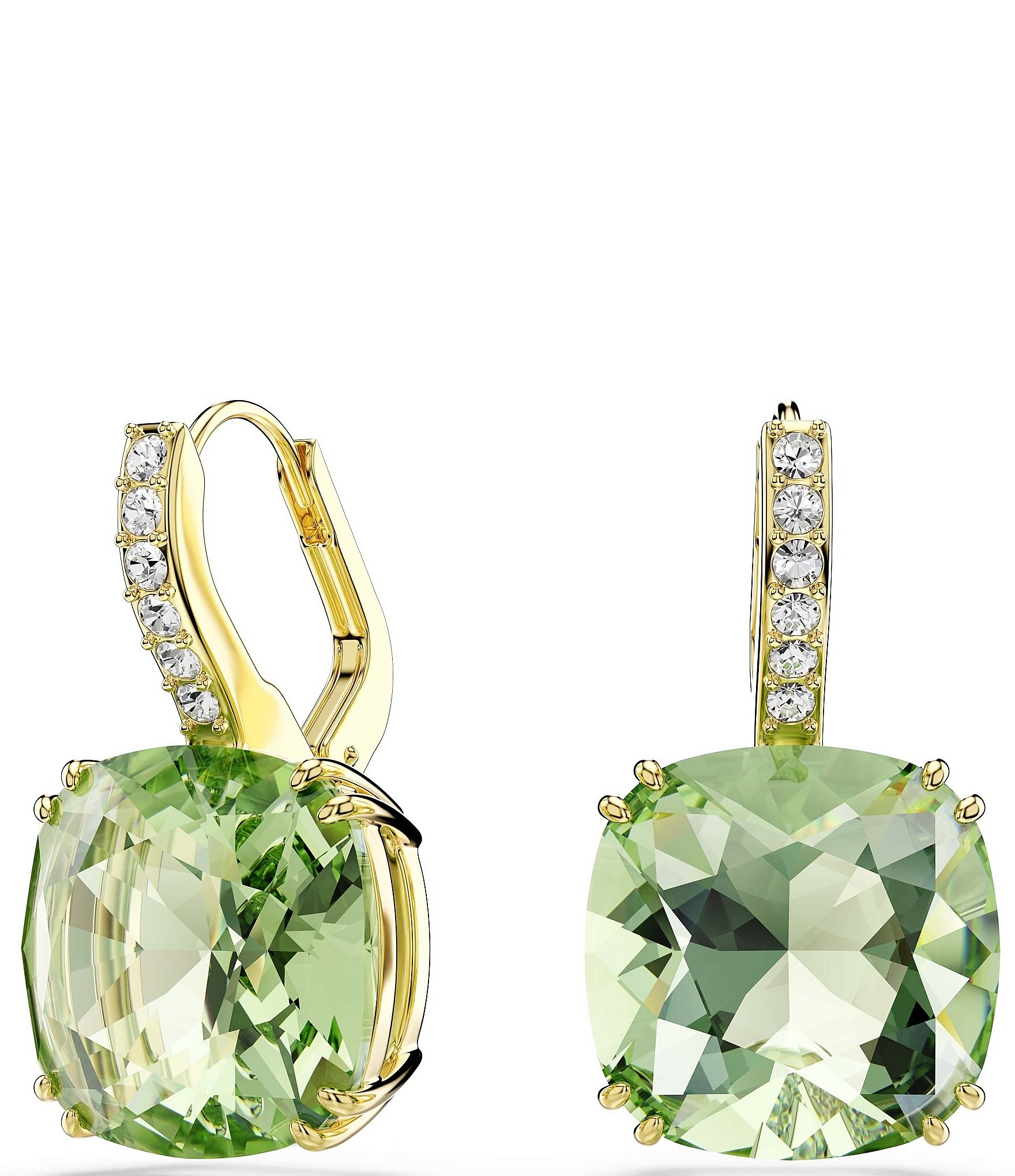 Swarovski Millenia Green Cushion Cut Drop Earrings
