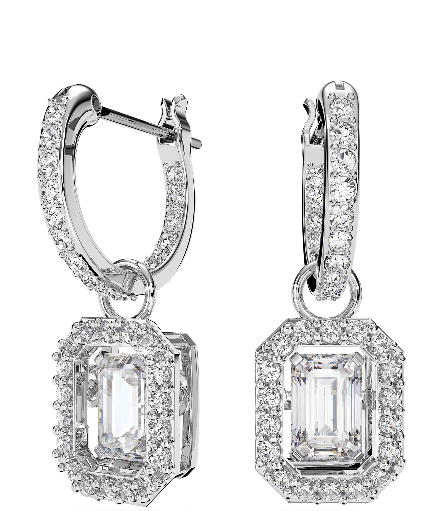 Swarovski Millenia Octagon Cut Crystal Hoop Drop Earrings