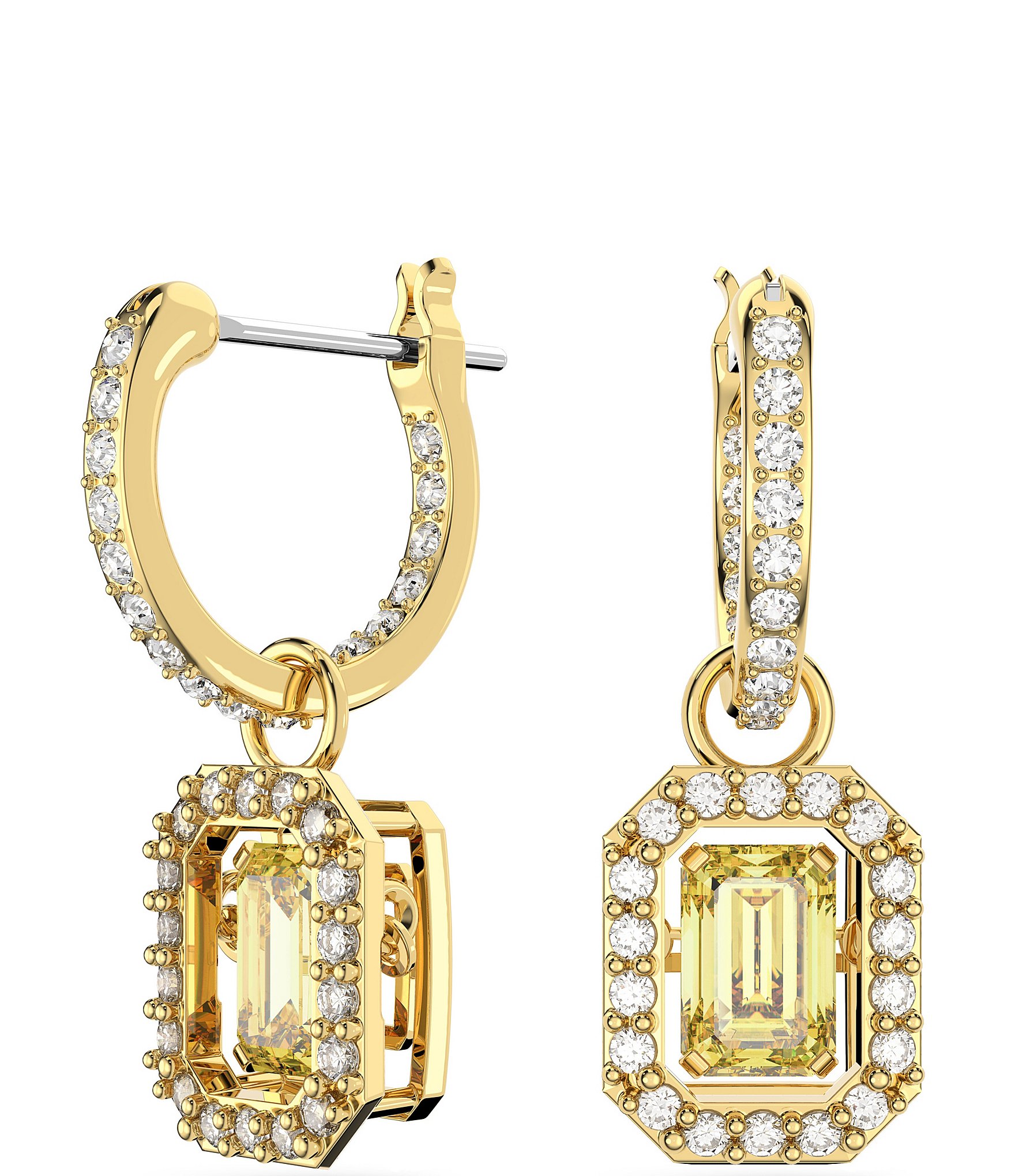 Swarovski Millenia Octagon Cut Crystal Hoop Drop Earrings