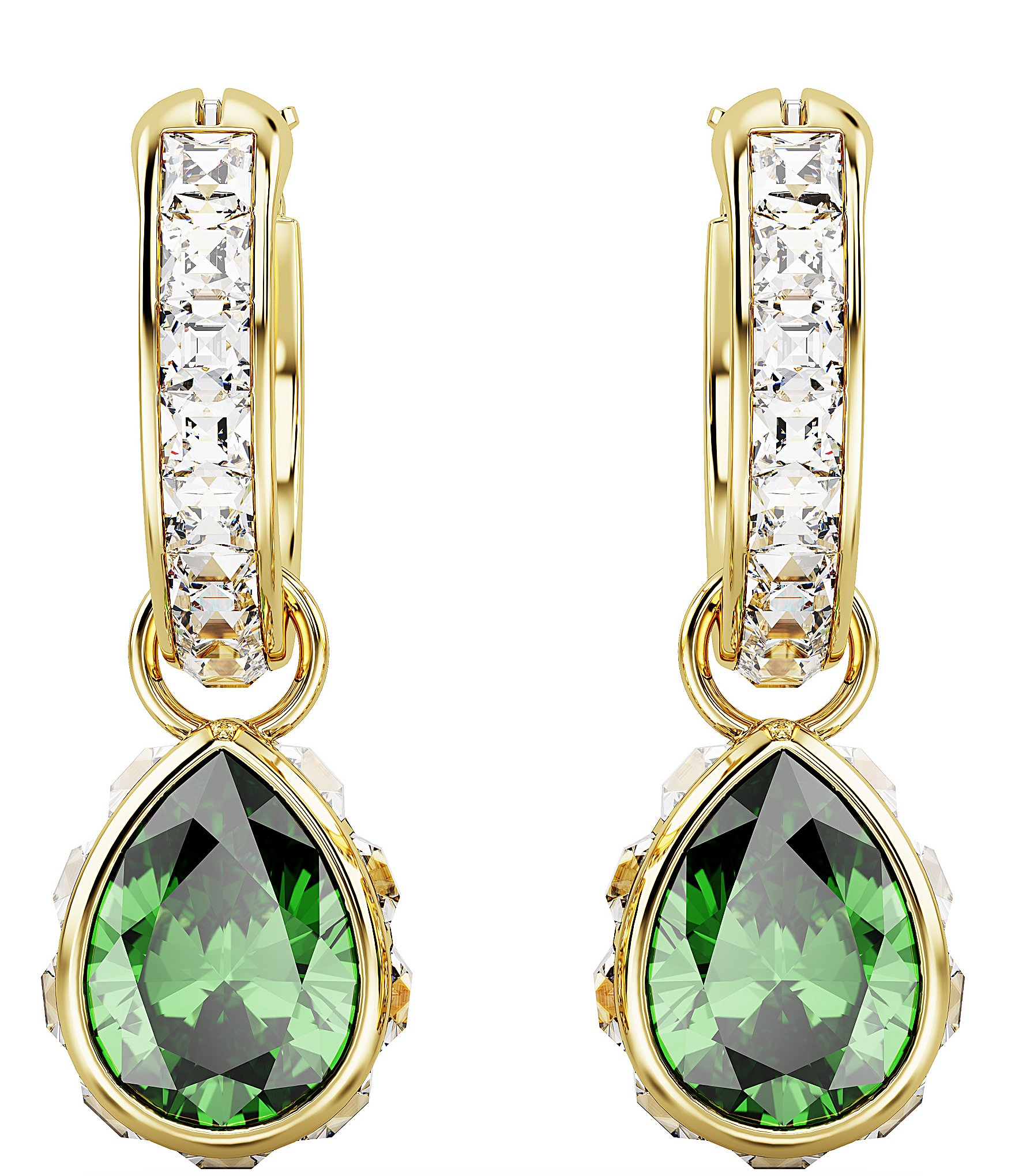 Swarovski Stilla Pear Cut Crystal Hoop Earrings