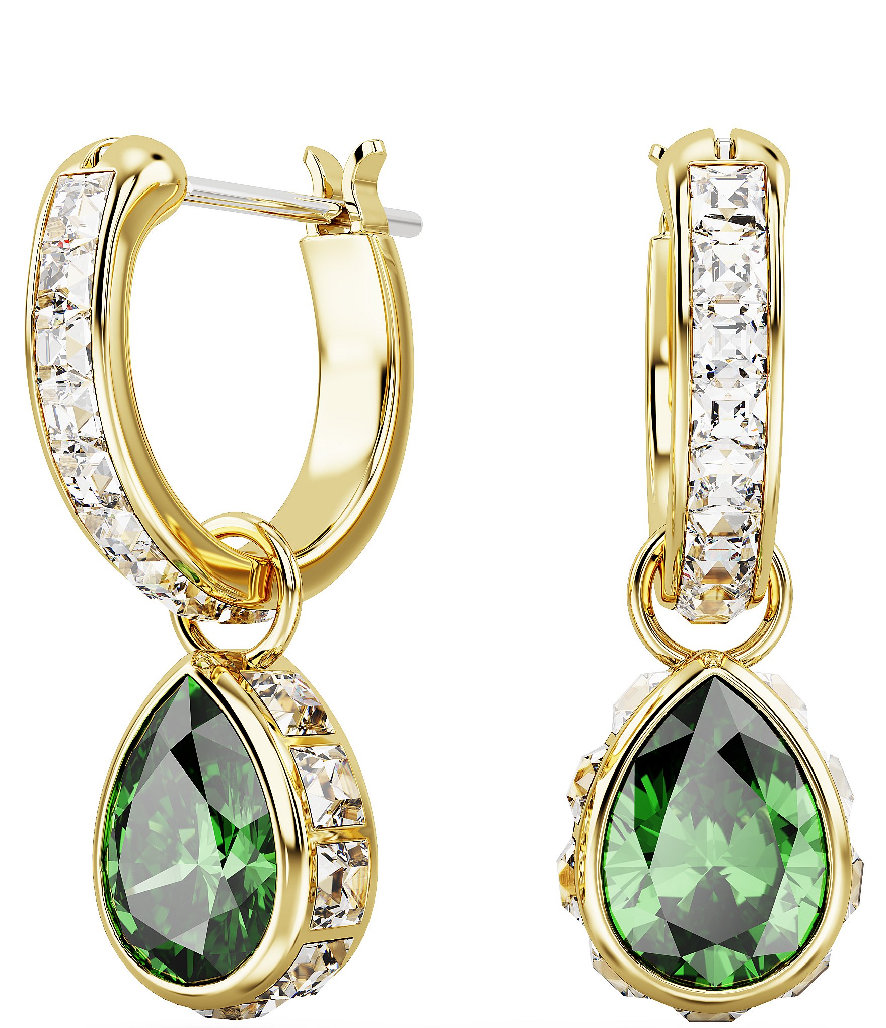 Swarovski Stilla Pear Cut Crystal Hoop Earrings