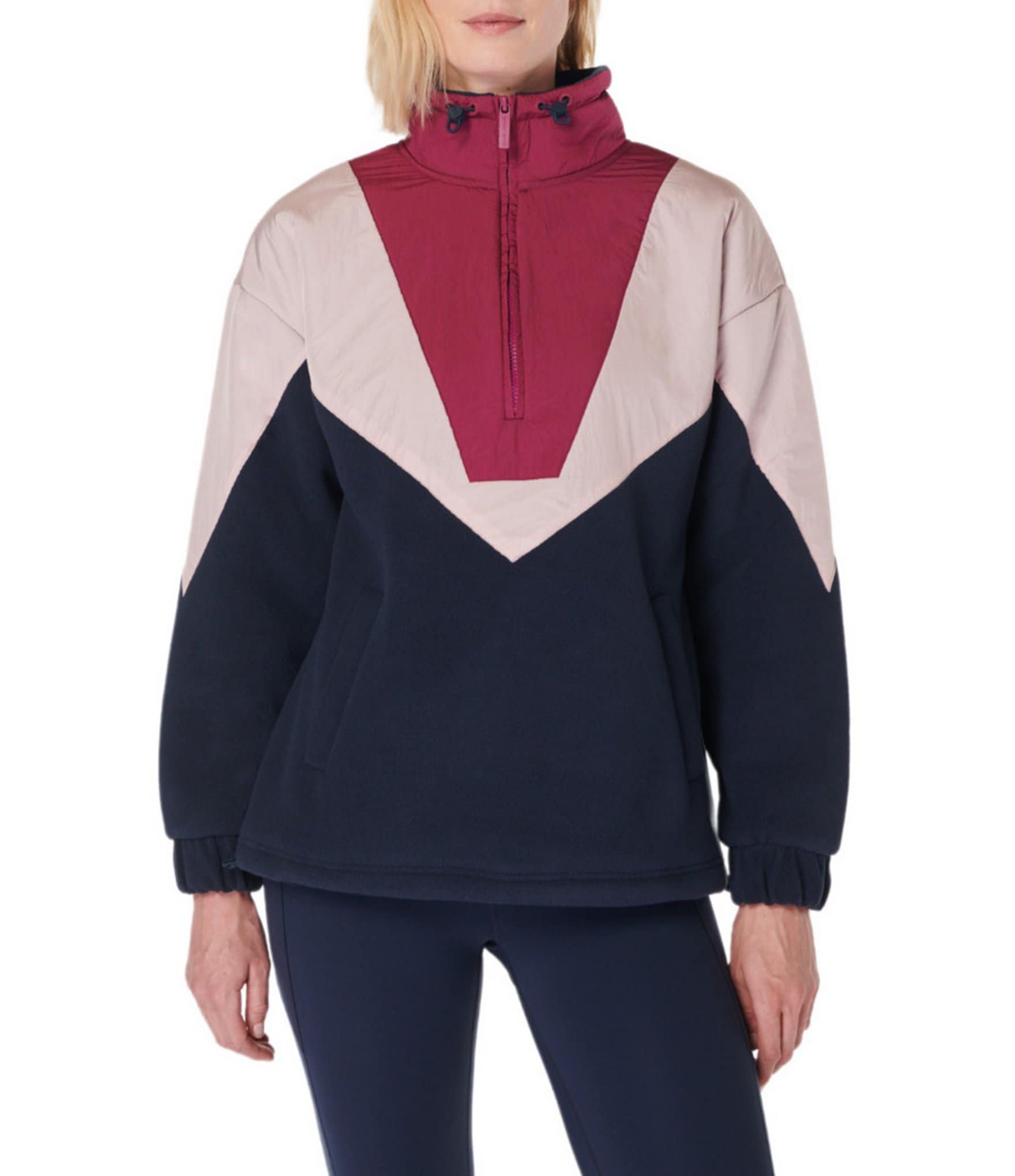 Sweaty Betty Orbit Fleece Color Block Long Sleeve Half Zip Pullover ...