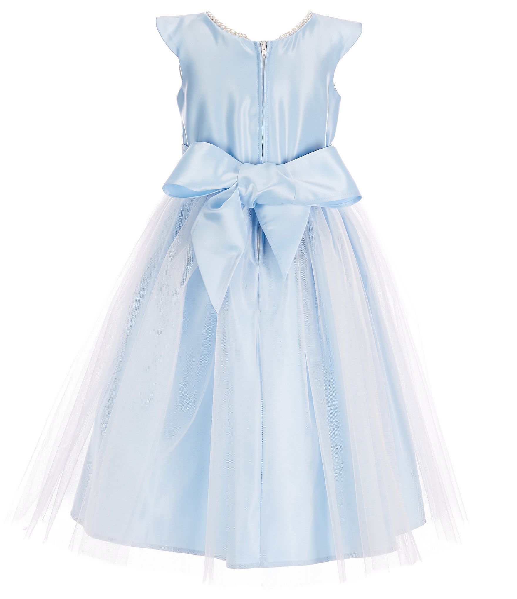 Sweet Kids Little Girls 2-6 Faux-Pearl Satin/Tulle Fit & Flare Dress