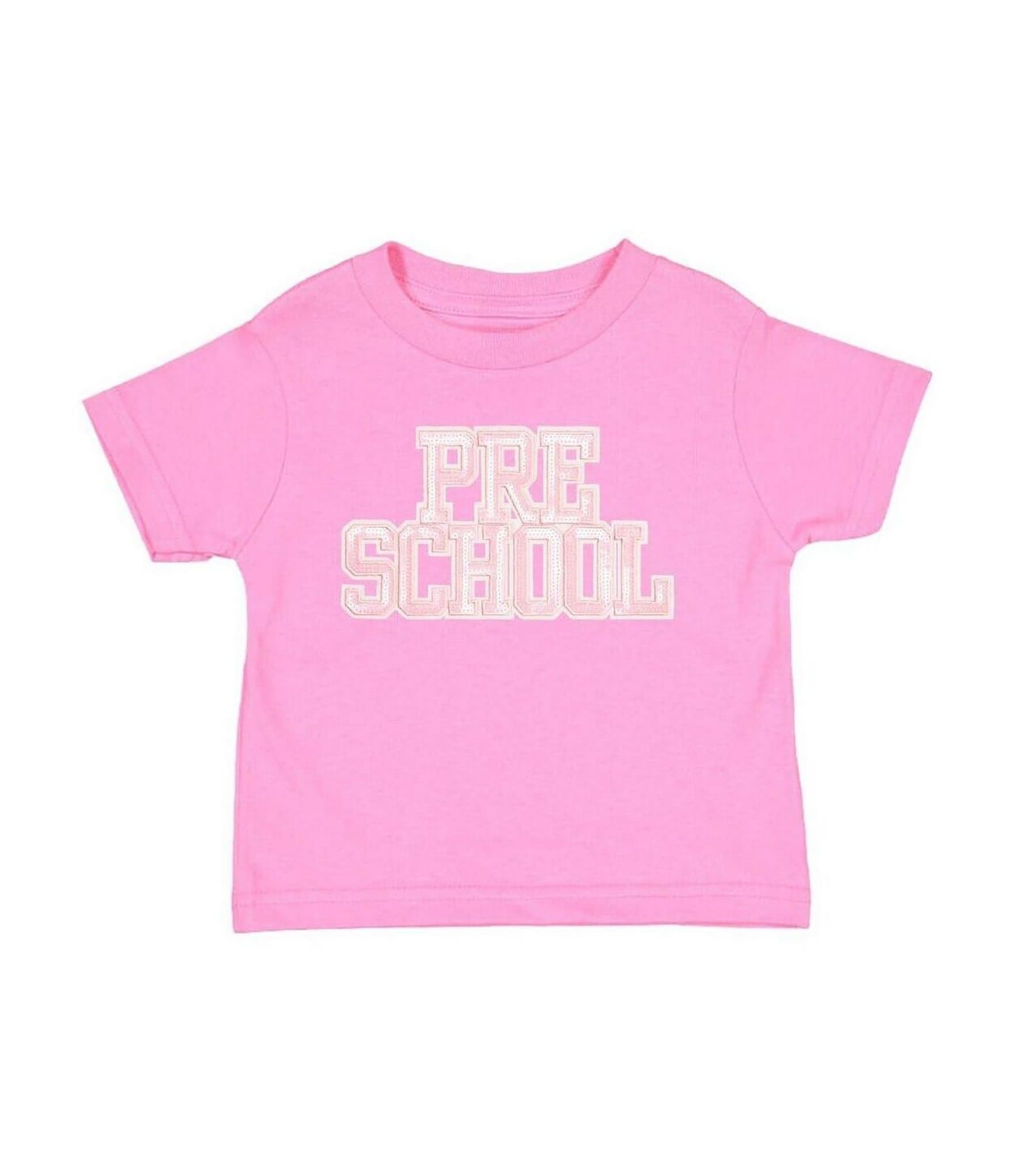 Sweet Wink Little Girls Short Sleeve Preschool Sequin Patch T-Shirt