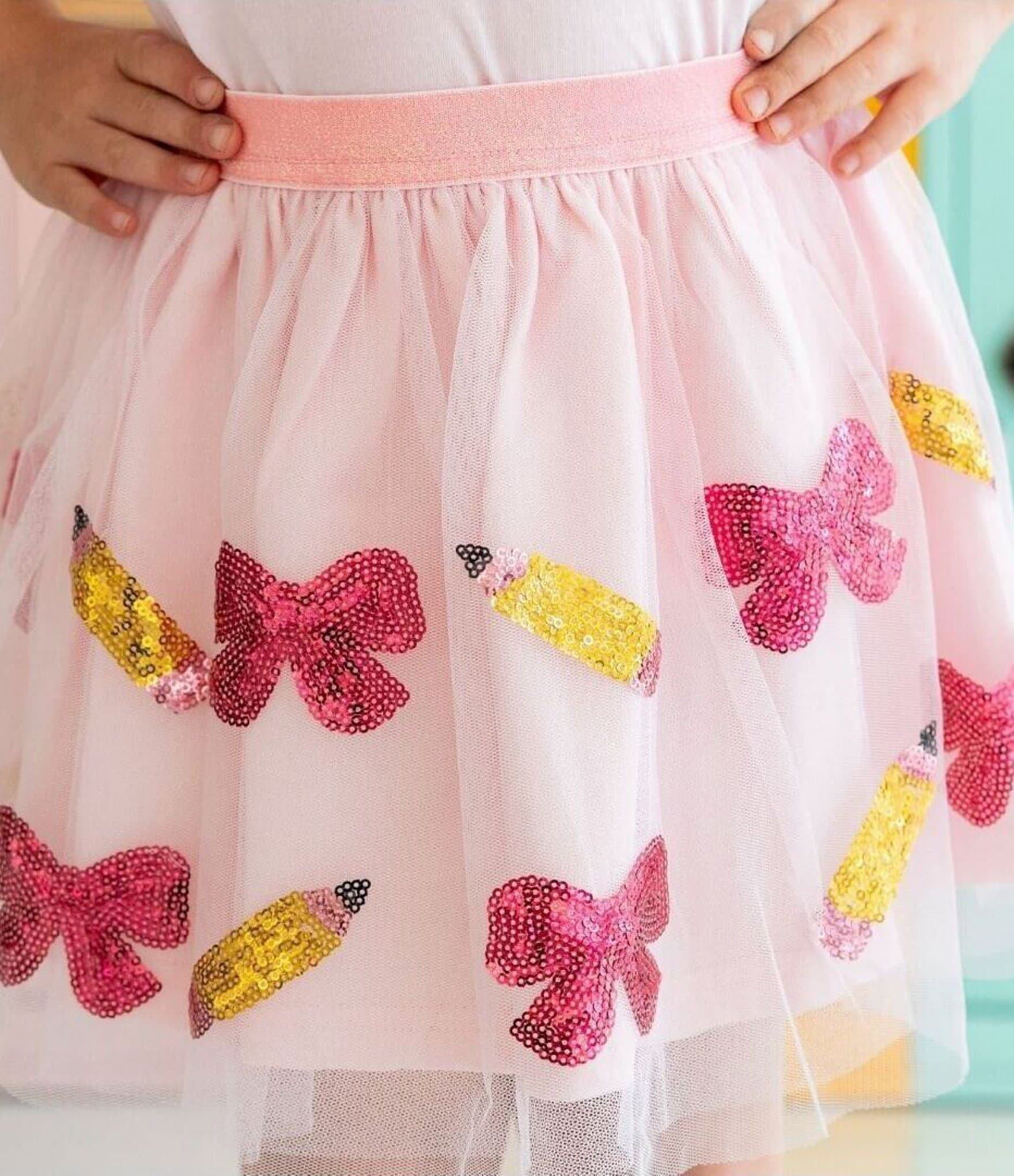 Sweet Wink Little/Big Girls Back To School Cutie Sequin Tutu Skirt