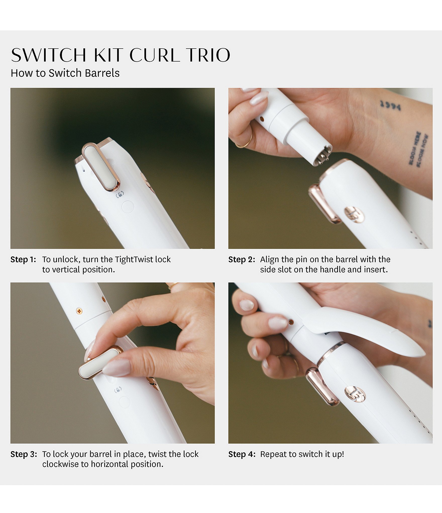 T3 Switch Kit Curl Trio Interchangeable Curling Iron with 3 Barrels