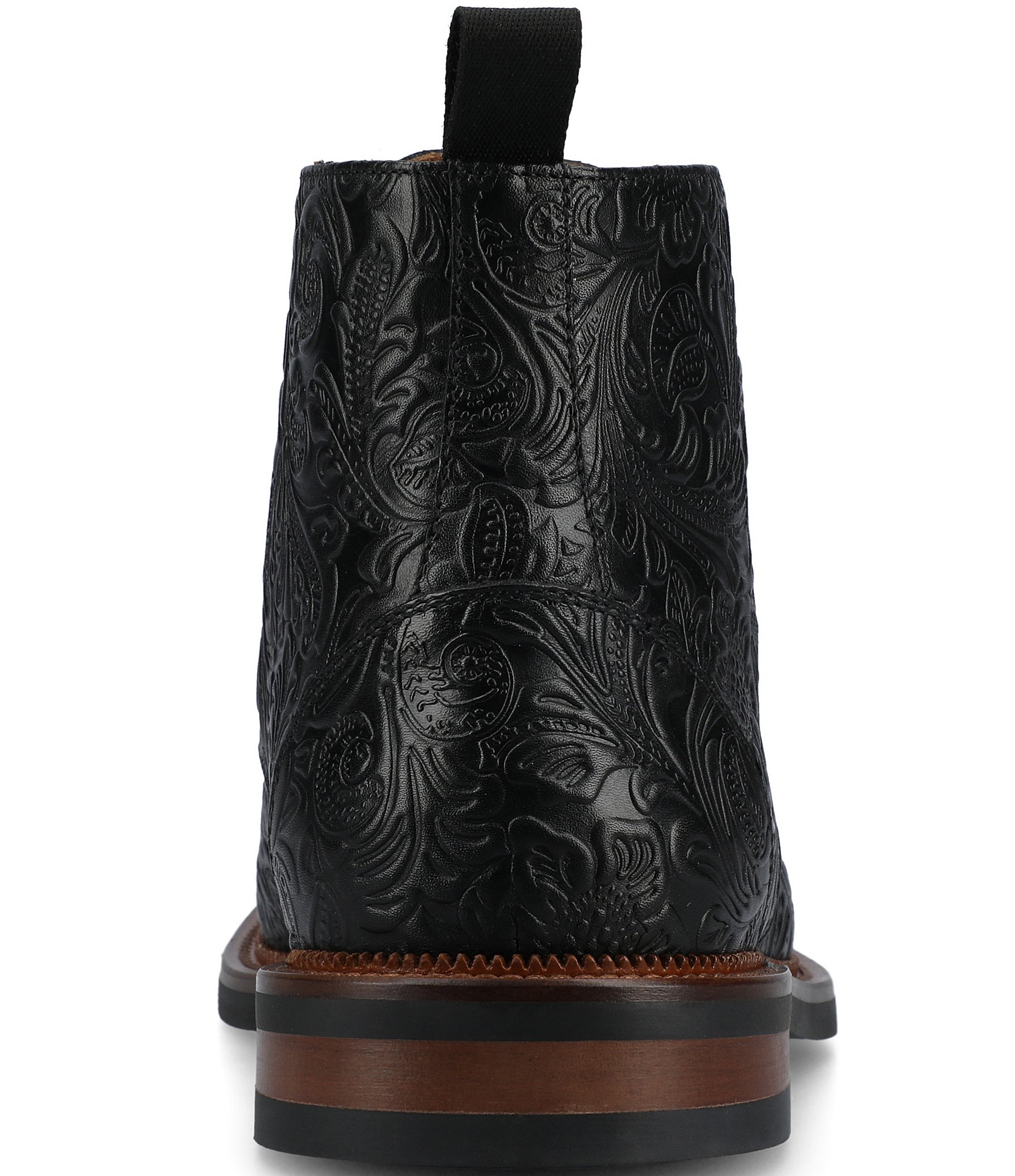 Taft Men's Rome Floral Embossed Genuine Leather Cap Toe Boots