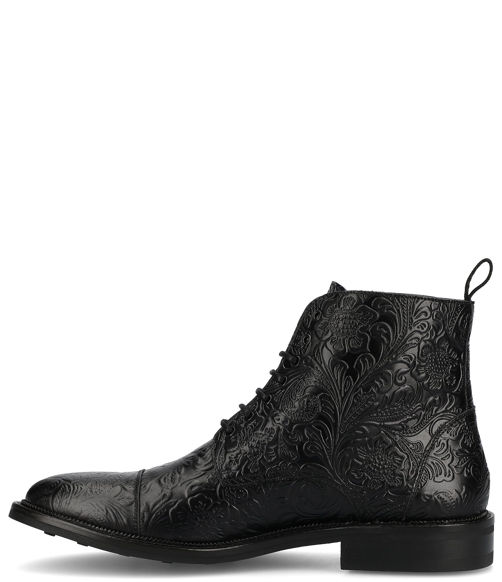Taft Men's Rome Floral Embossed Leather Cap Toe Boots