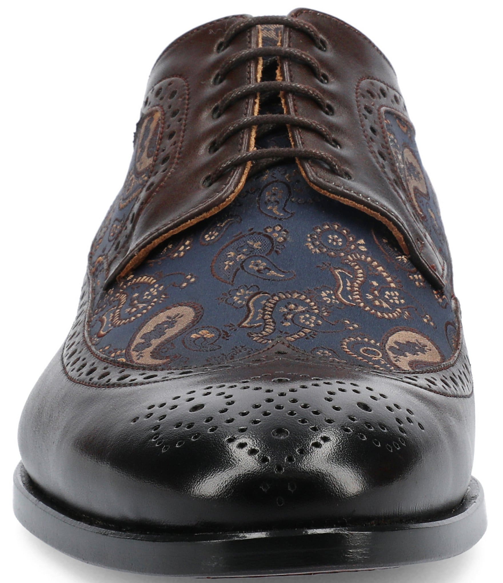 Taft Preston Calfskin Leather Paisley Jacquard Brogue Wingtip Oxfords