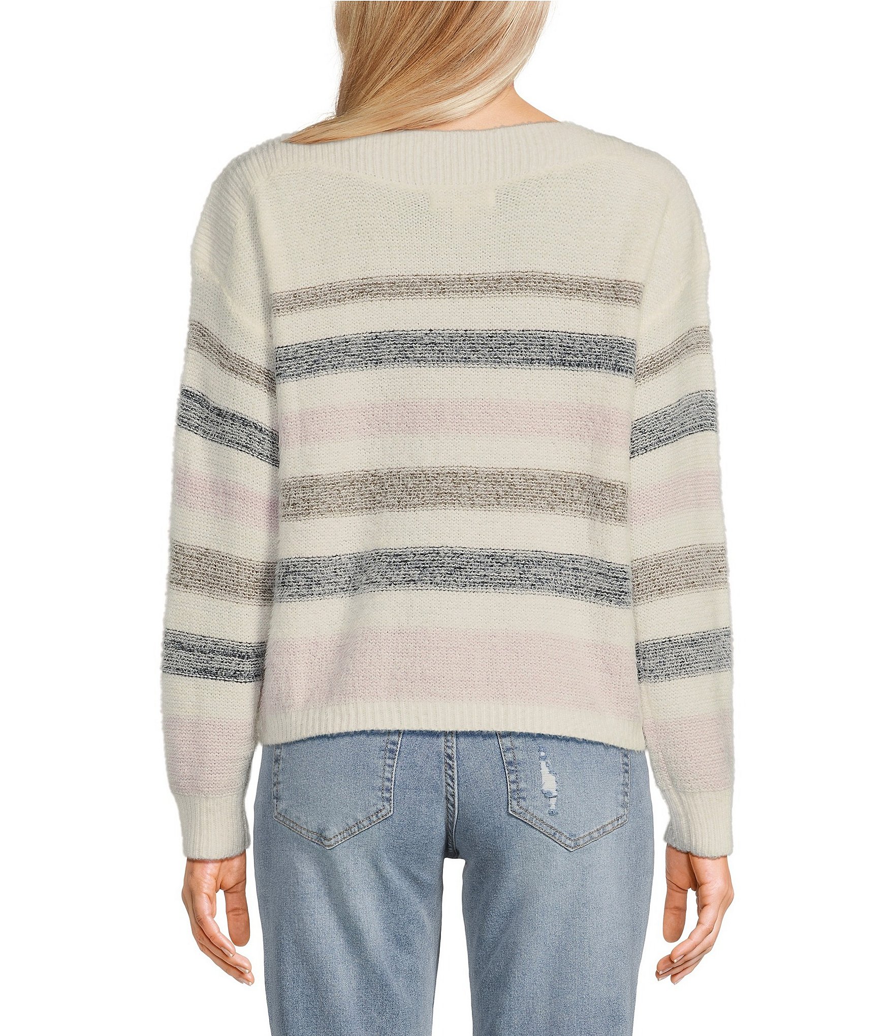 Takara Stripe Boat Neck Eyelash Sweater