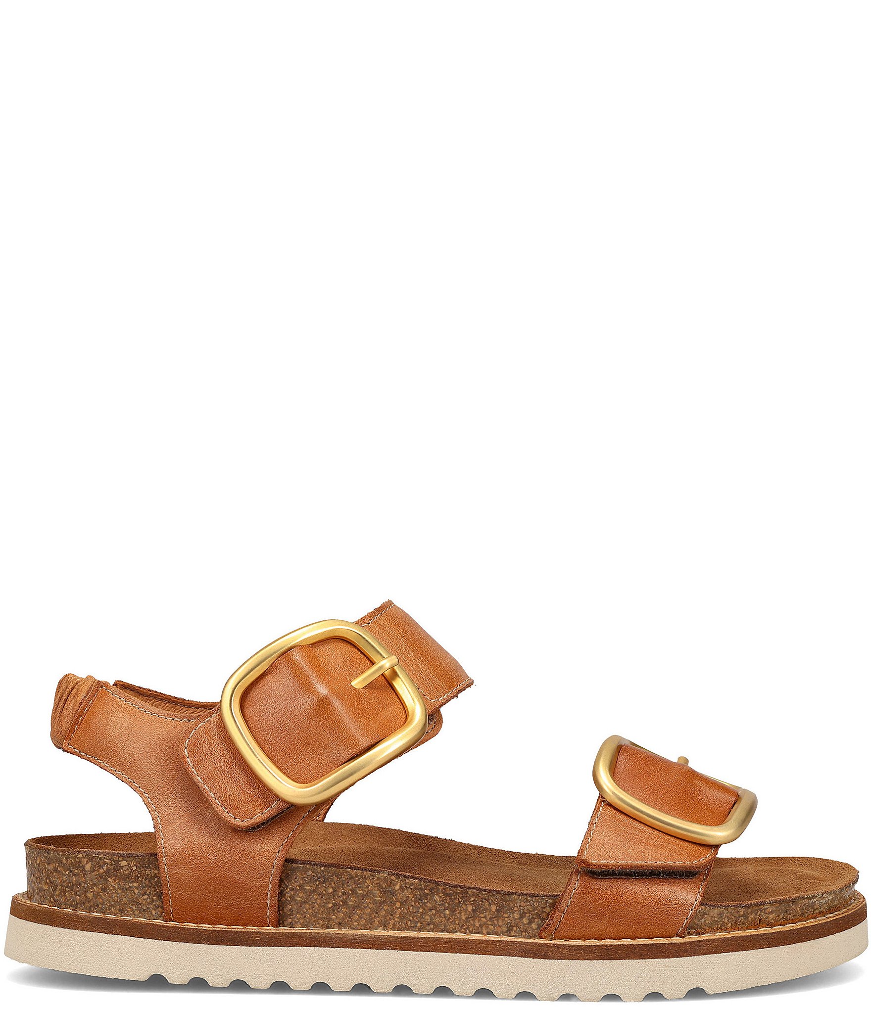 Taos Footwear On The Double Leather Big Buckle Hardware Hook-and-Loop Banded Sandals
