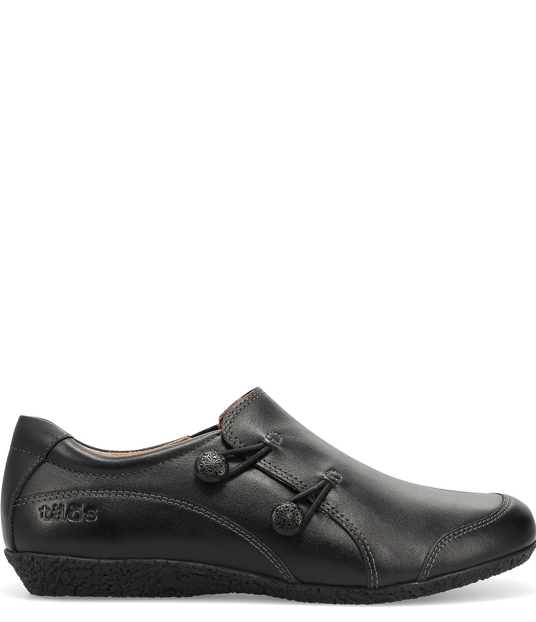 Taos Footwear Ramble Leather Bungee Button Slip On Flats