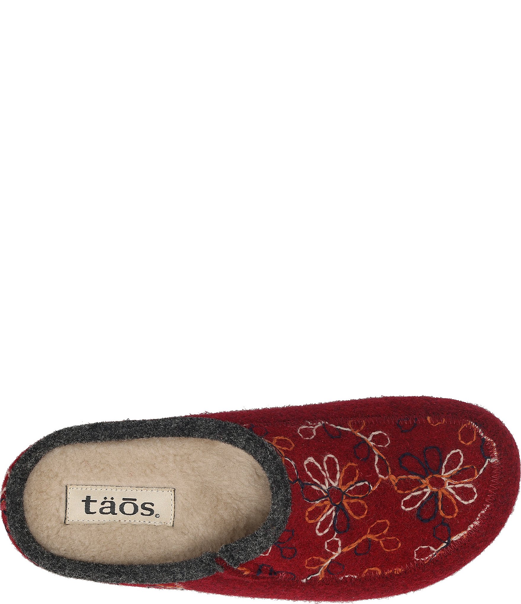 Taos Footwear Woolflower Floral Embroidered Wool Clogs