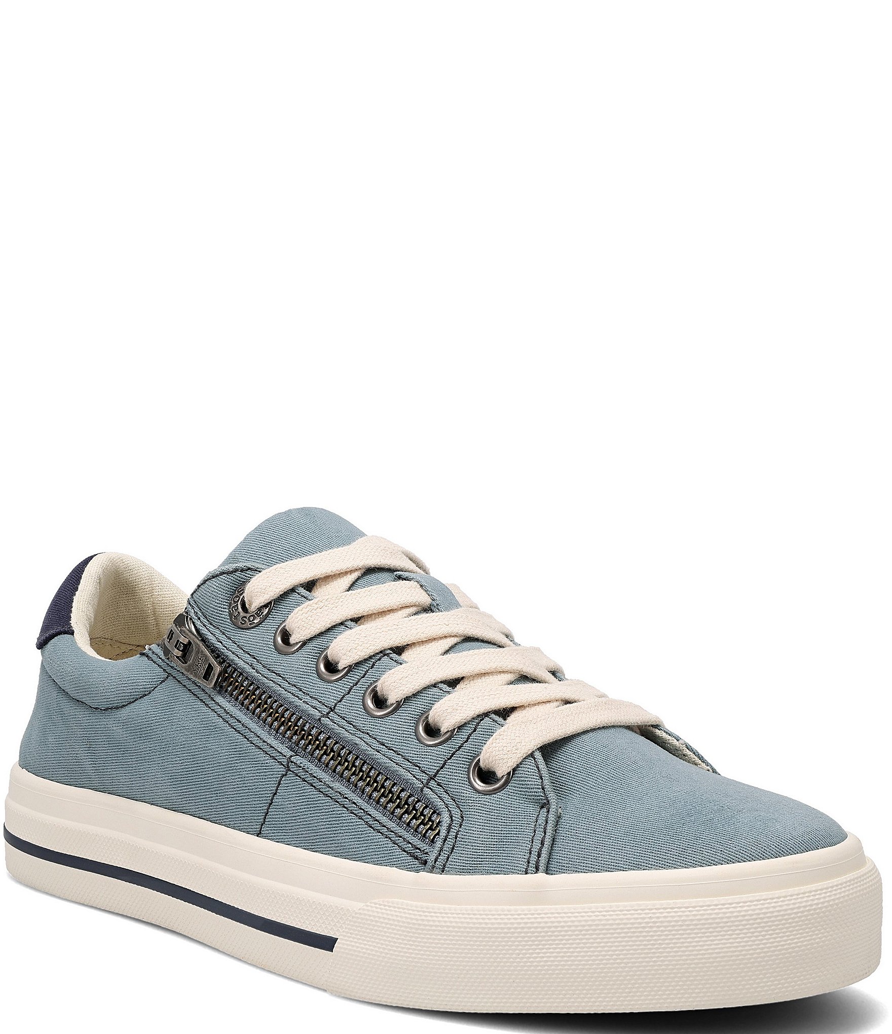 Taos Footwear Z-Soul Distressed Canvas Oxford Zip Detail Sneakers ...