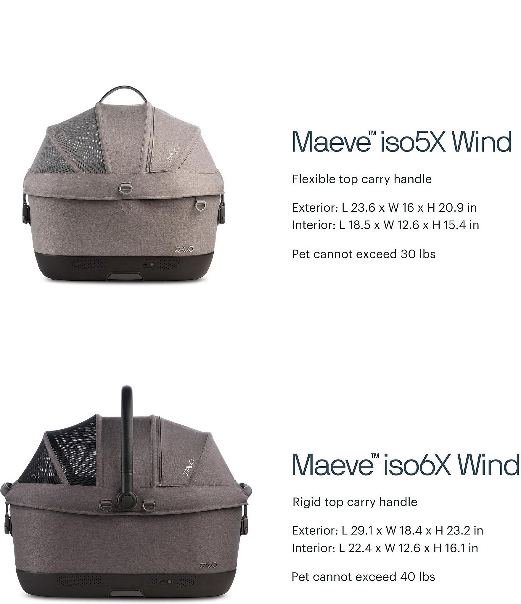 Tavo Pet Maeve™ ISO Wind Pet Car Seat with Built in Fan & Isofix Latches