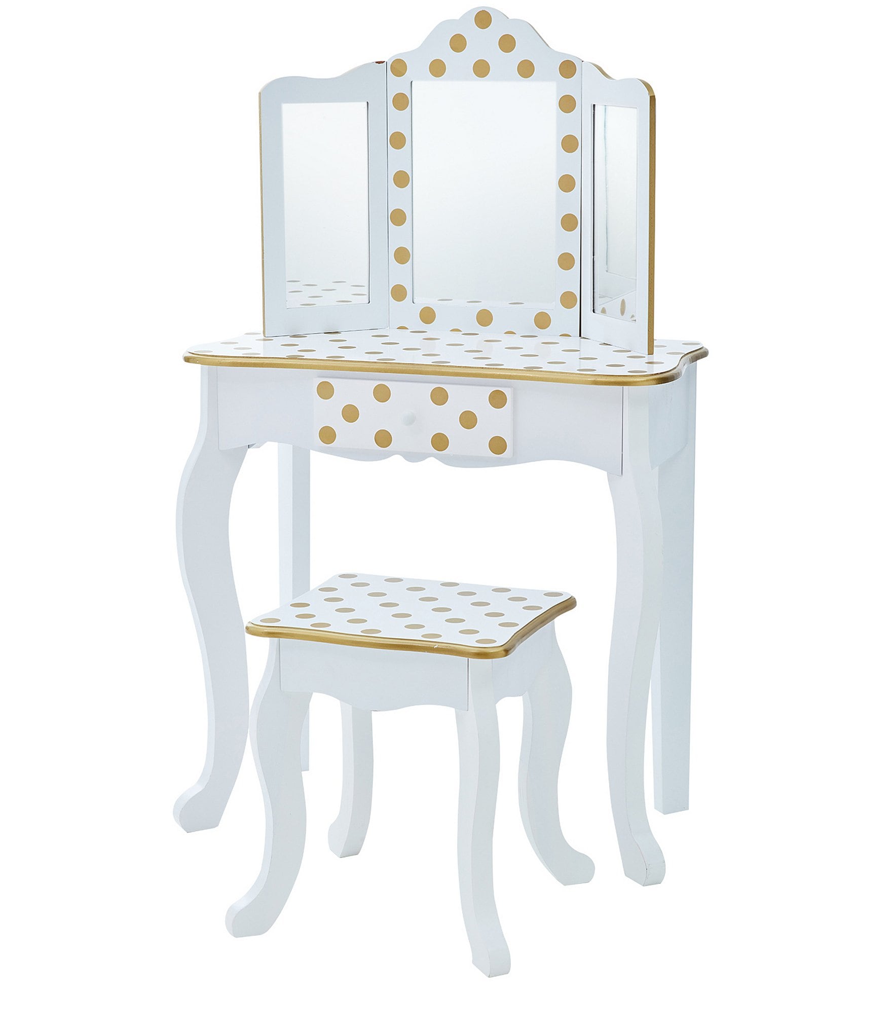 Teamson Kids Dot Print Gisele Play Vanity & Stool Set