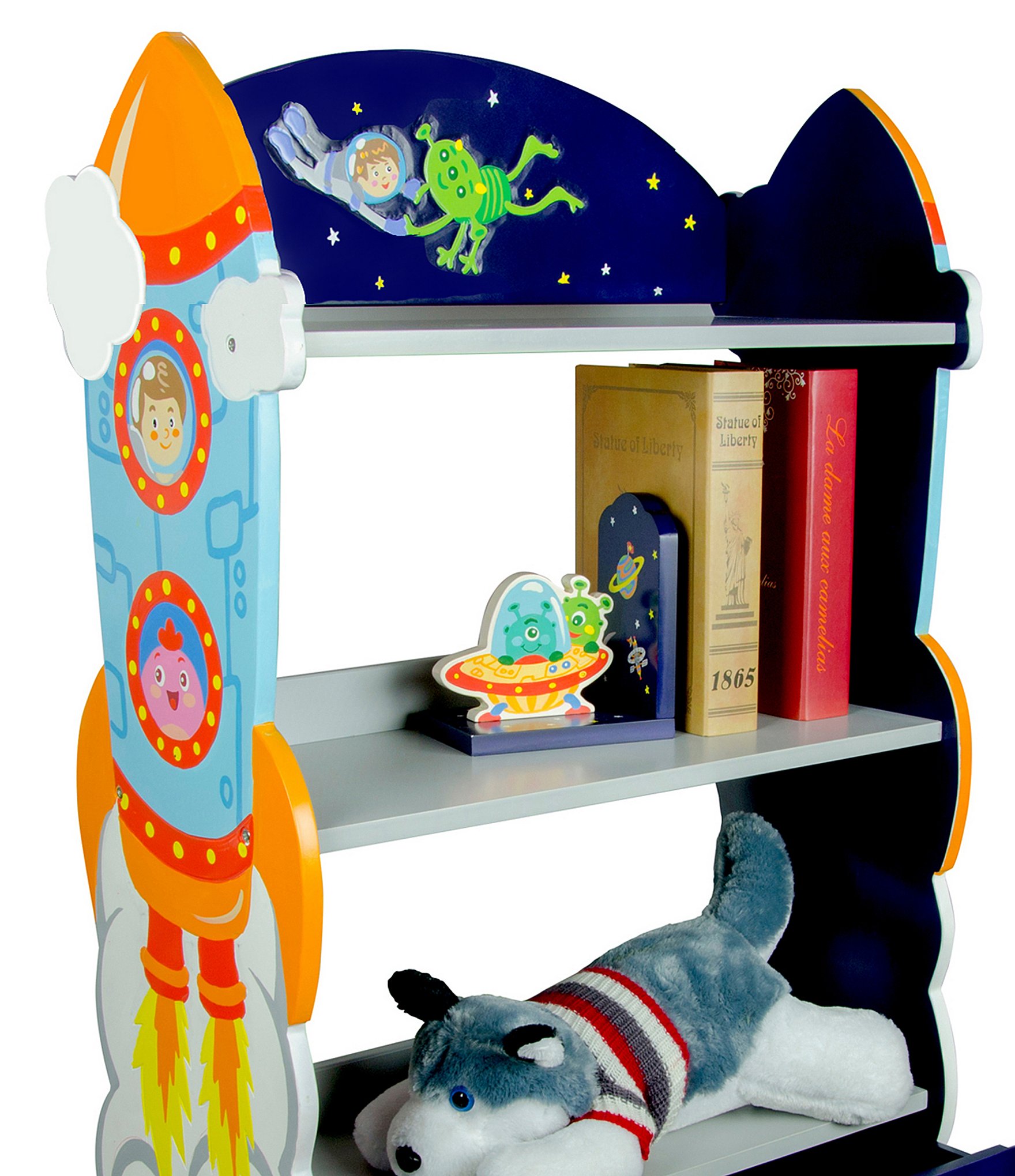 Teamson Kids Fantasy Fields Wooden Outer Space Bookshelf with Drawer