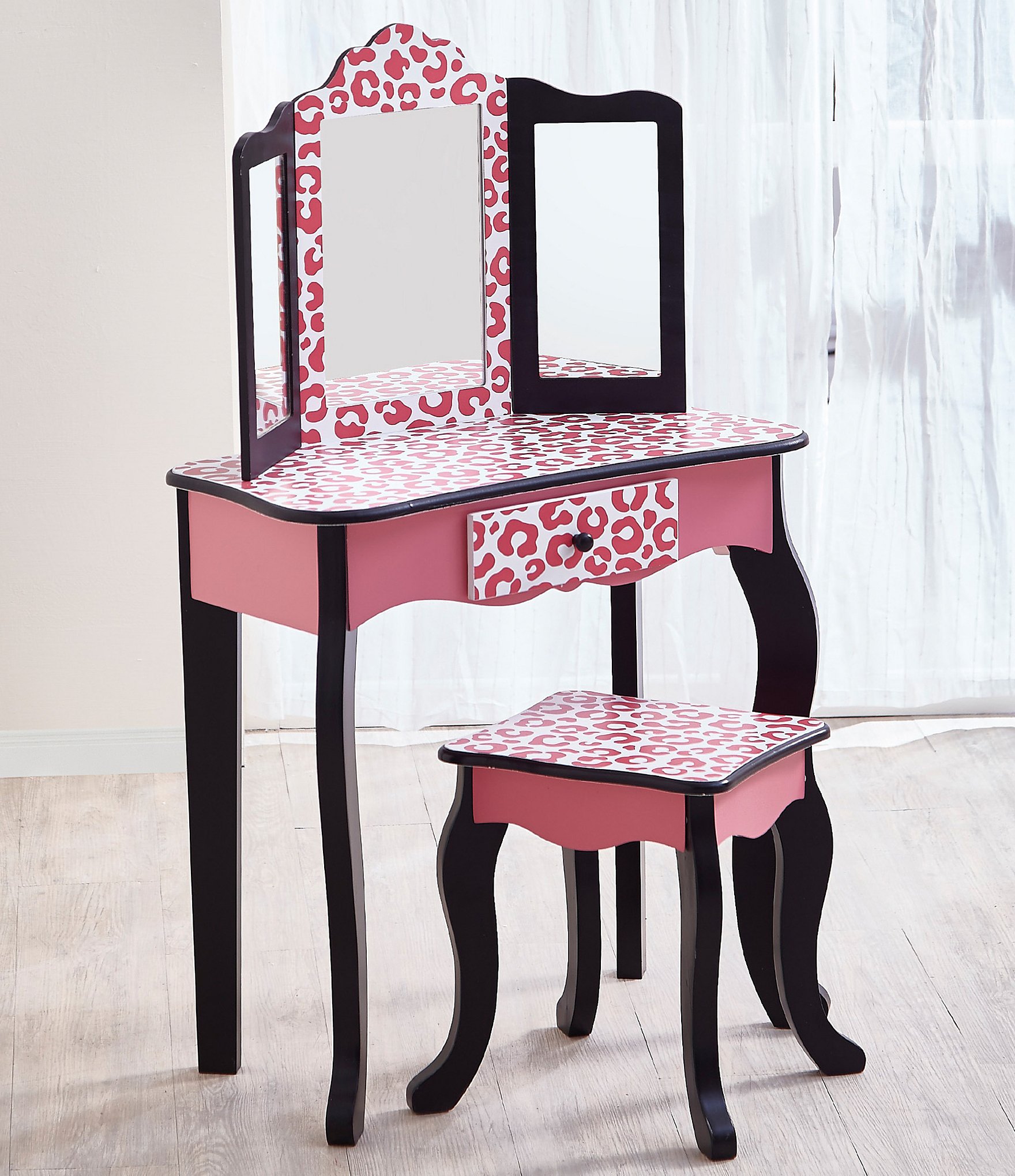 Teamson Kids Leopard Print Gisele Play Vanity & Stool Set