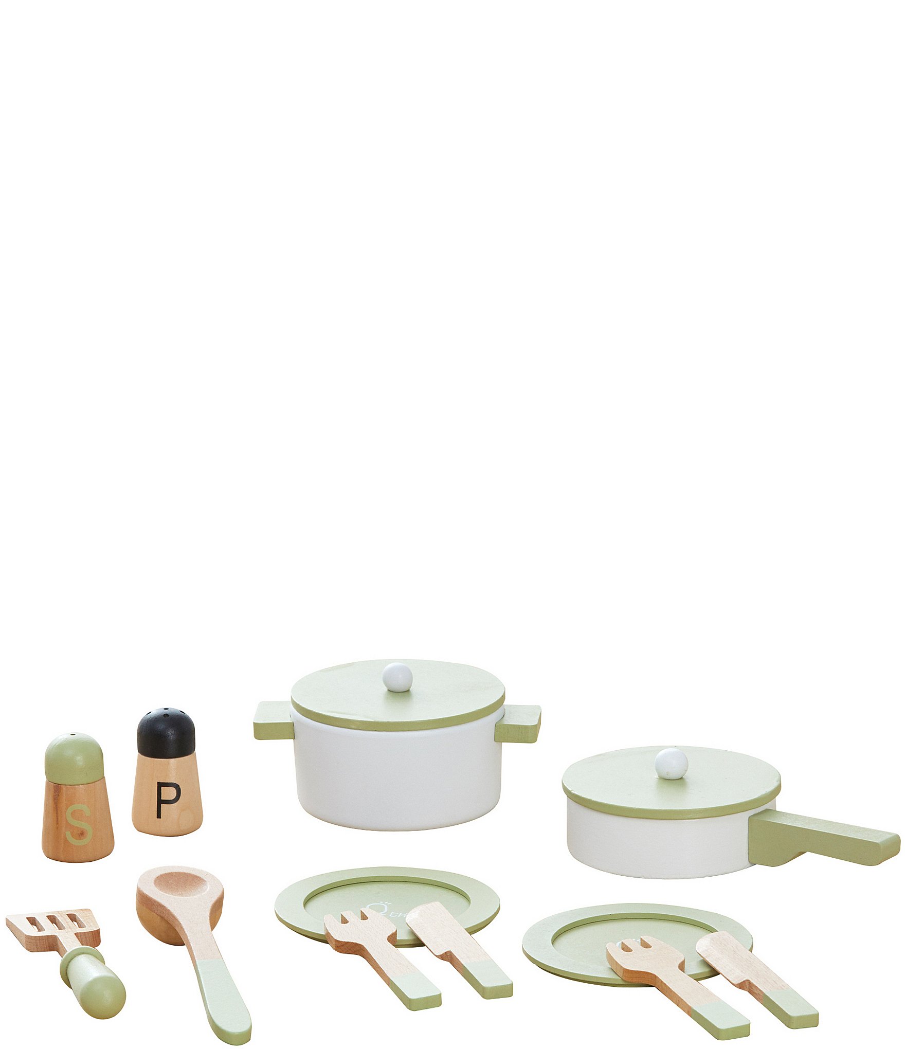 Teamson Kids Little Chef Frankfort Wooden Cookware Play Kitchen 14-Piece Set