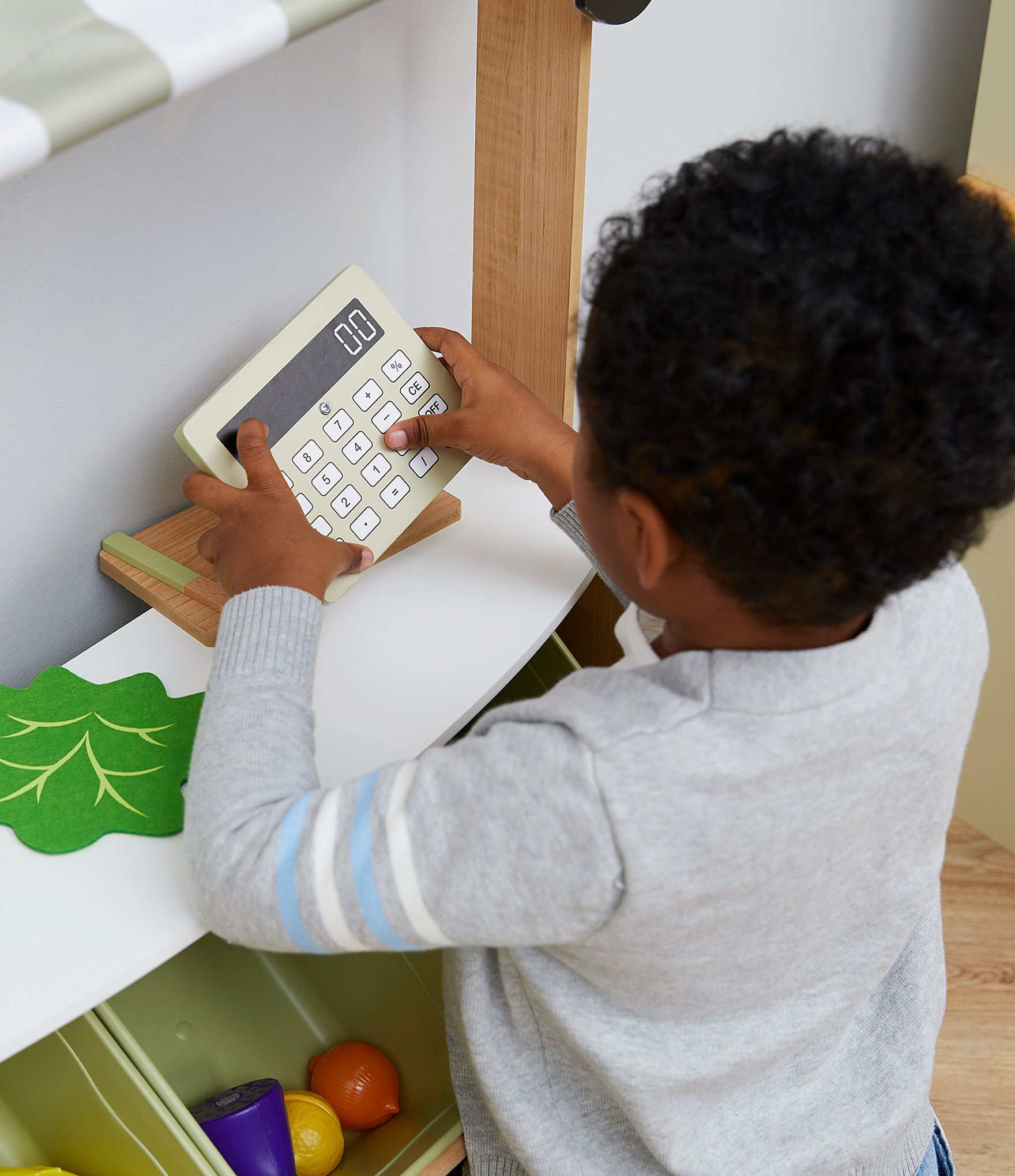 Teamson Kids Little Helper Play Farmers Market Stand with Cash Register & Storage Bins