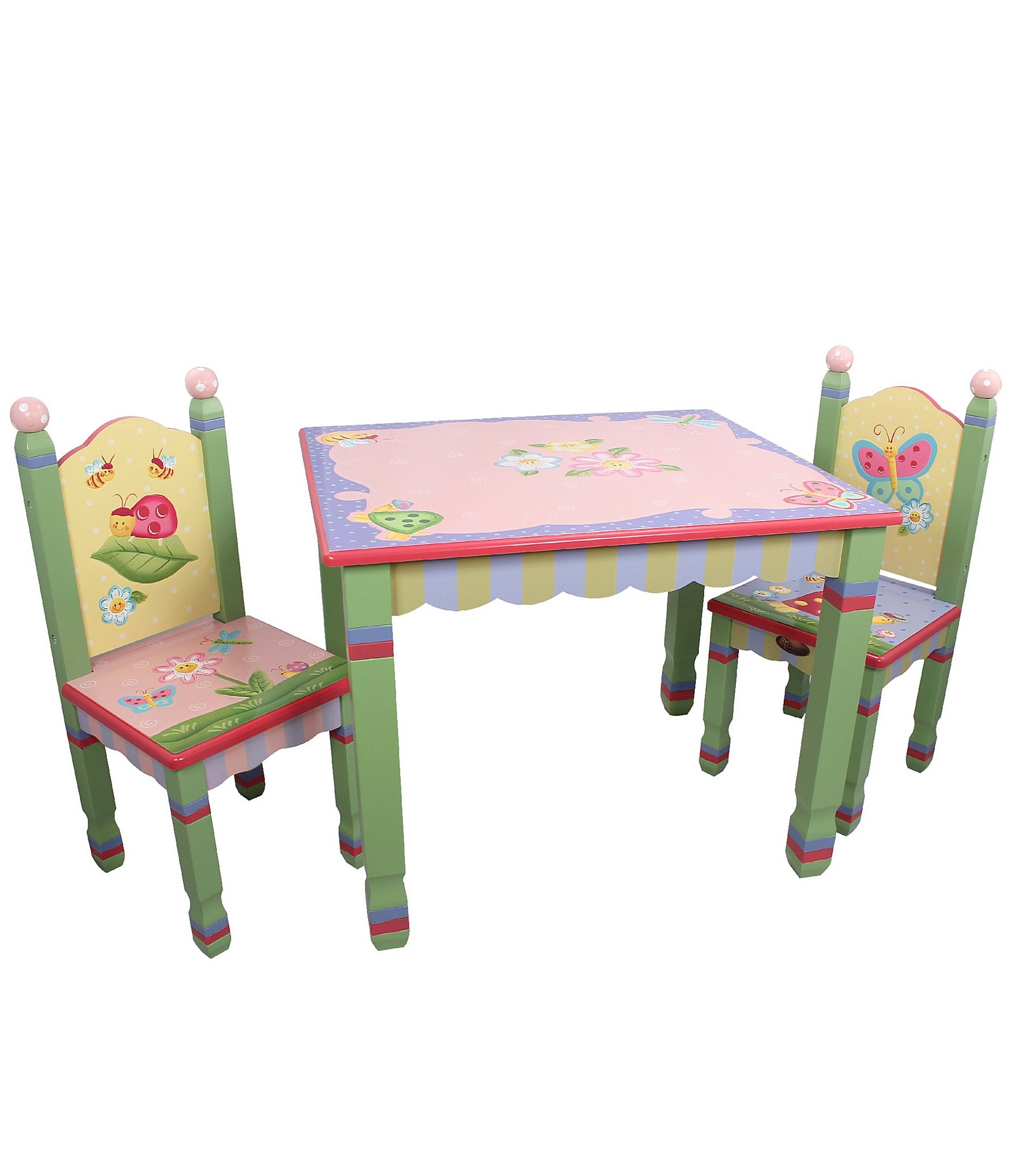 Teamson Kids Painted Wooden Magic Garden Table with 2 Chairs Set