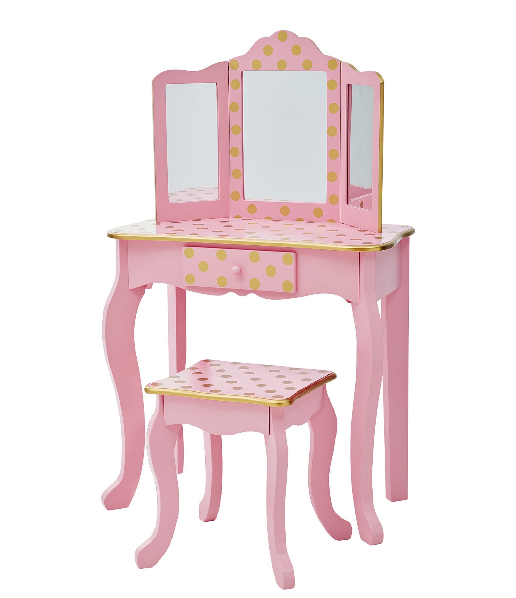 Teamson Kids Polka Dot Print Gisele Play Vanity & Stool Set