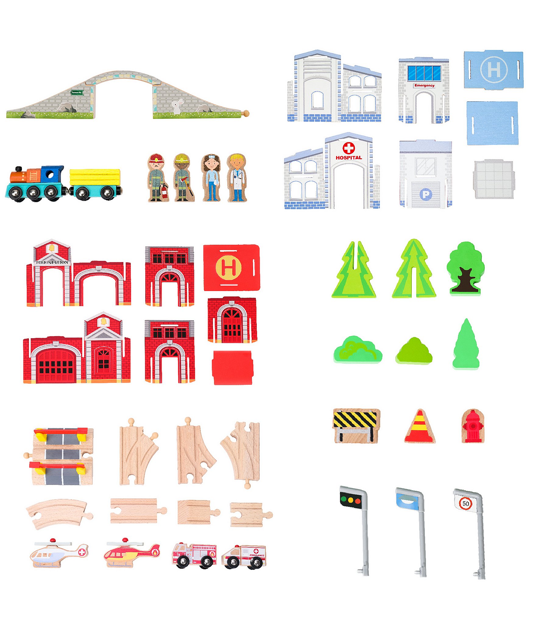 Teamson Kids Preschool Play Lab 85 Piece Train & Town Table Set
