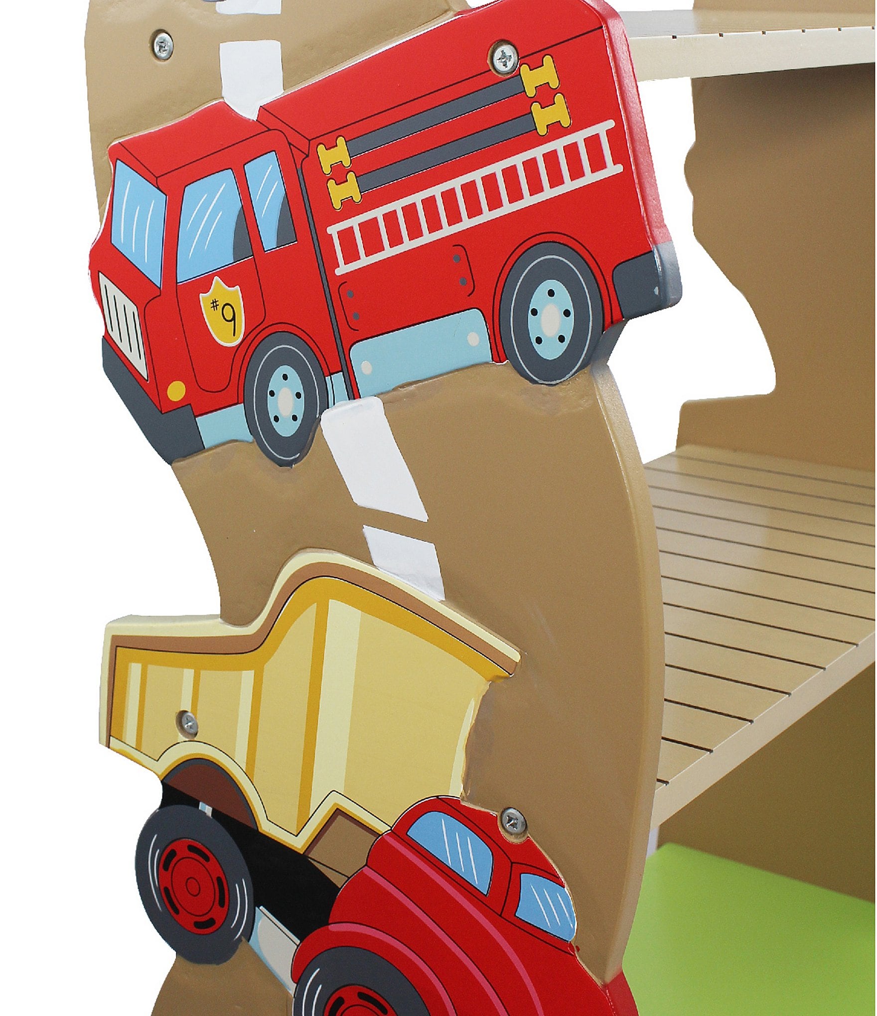 Teamson Kids Transportation Themed Wooden Bookshelf with Storage drawer