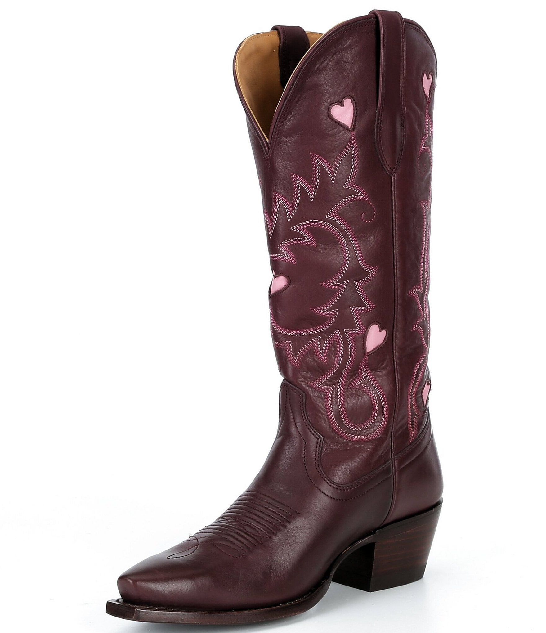 Tecovas Annie Wine Hearts Tall Western Boots