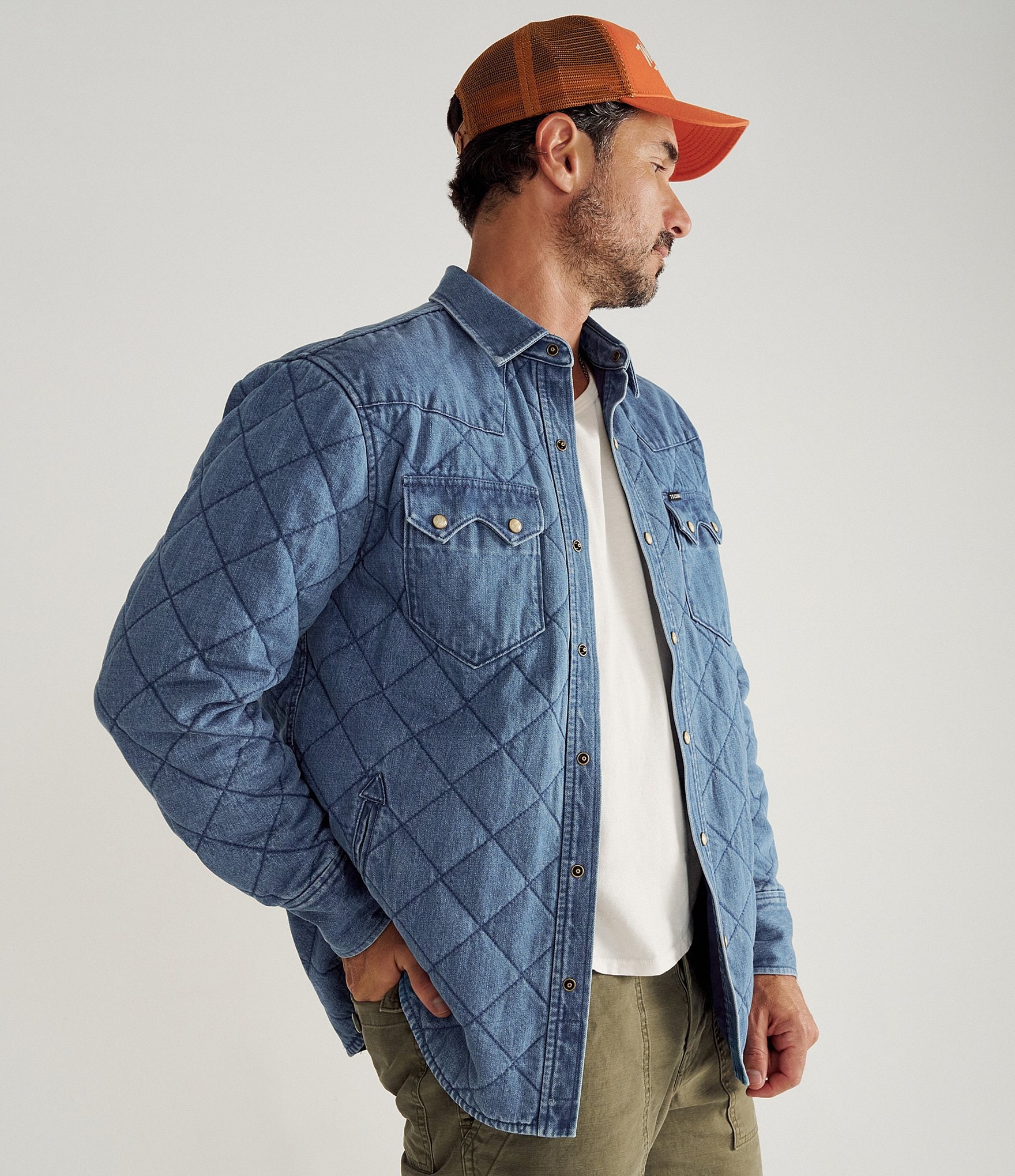 Men's Quilted Denim Shacket