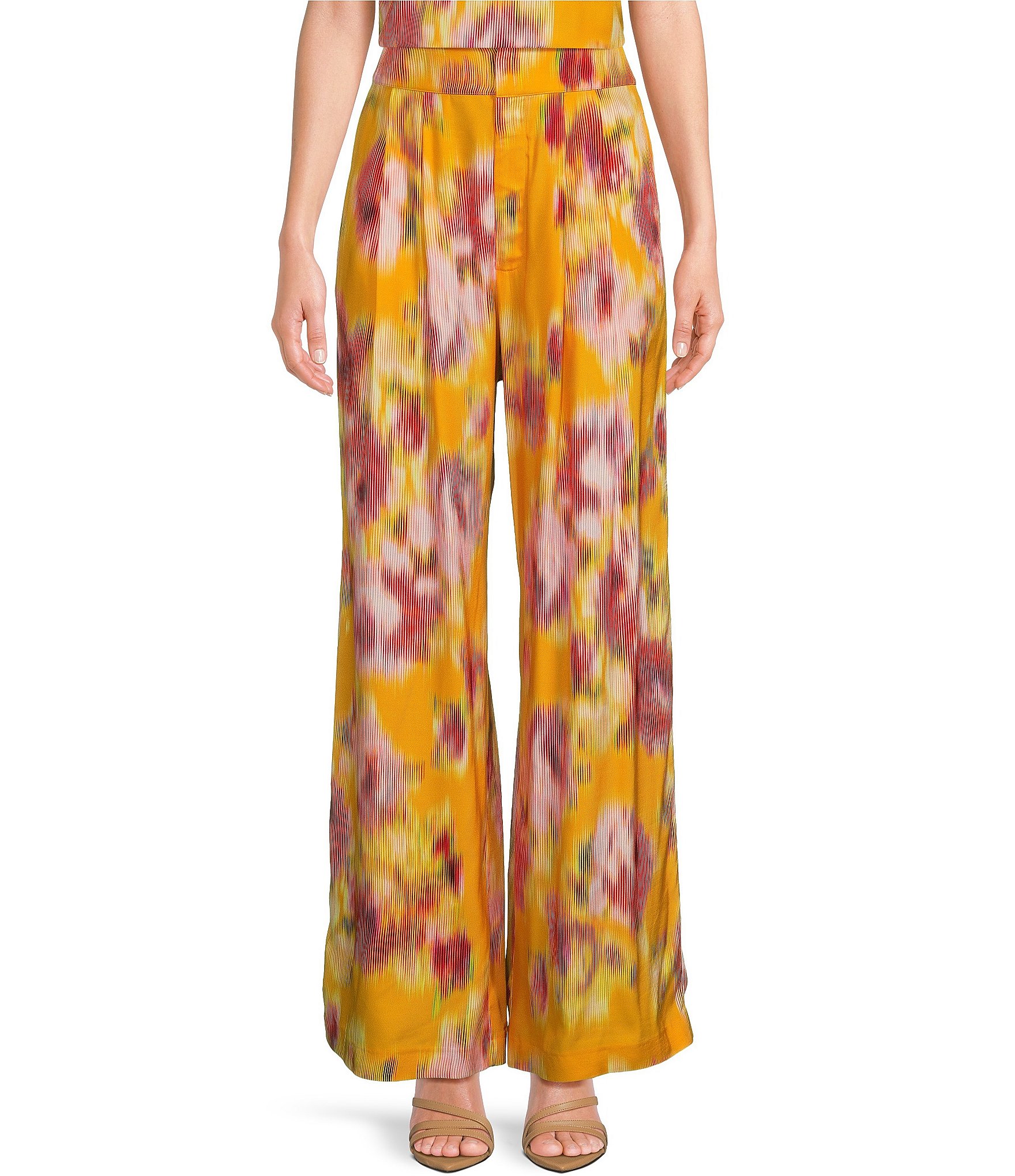 Ted Baker London Hitako Woven Abstract Print Pocketed Wide Leg ...