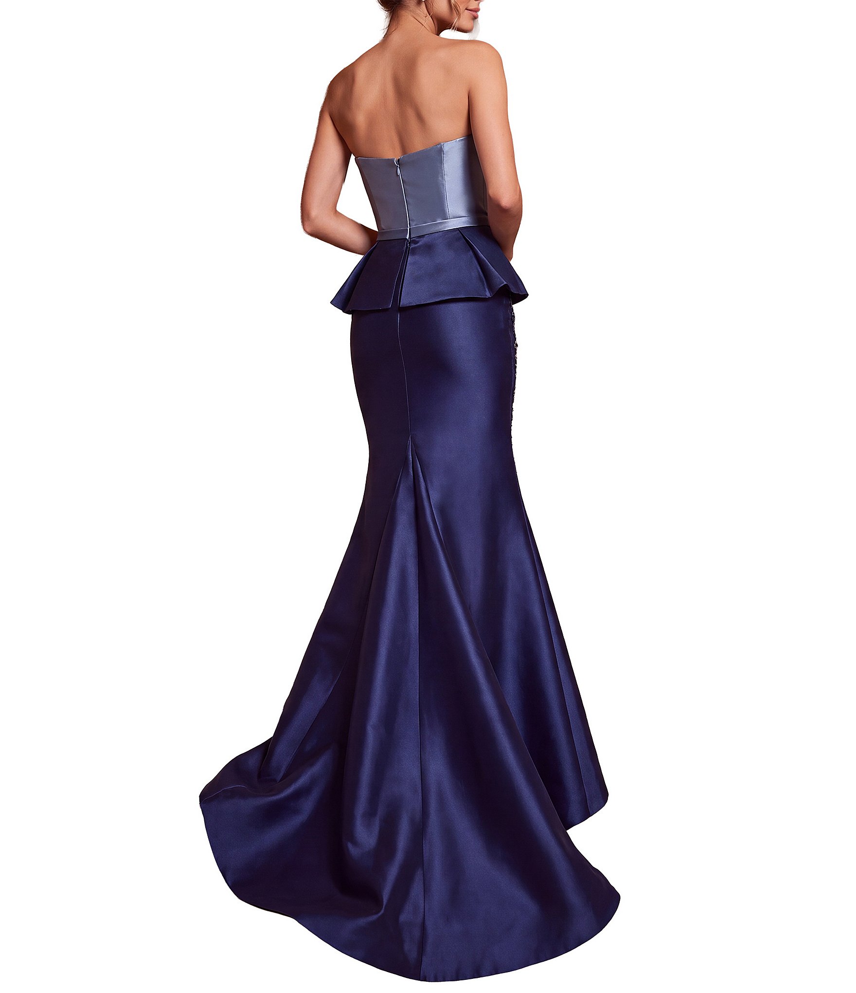 Terani Couture Fluted Top Two Tone Gown