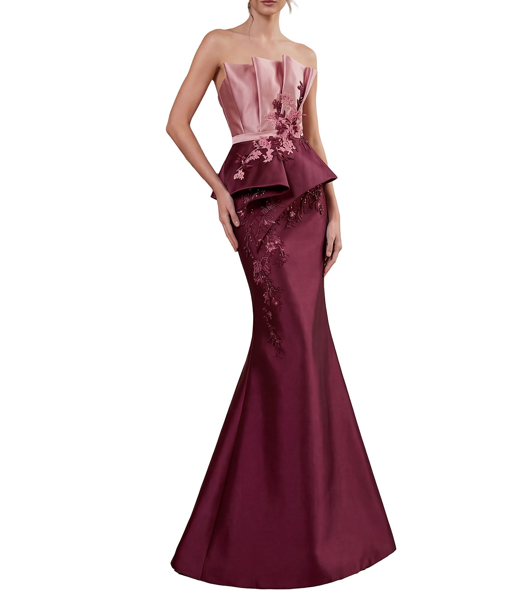 peplum wedding guest dress Embellished Ruffle White Maxi Party Birthda – FASHIONISKO and leisure time R&M Richards Women's Elegant Soutache