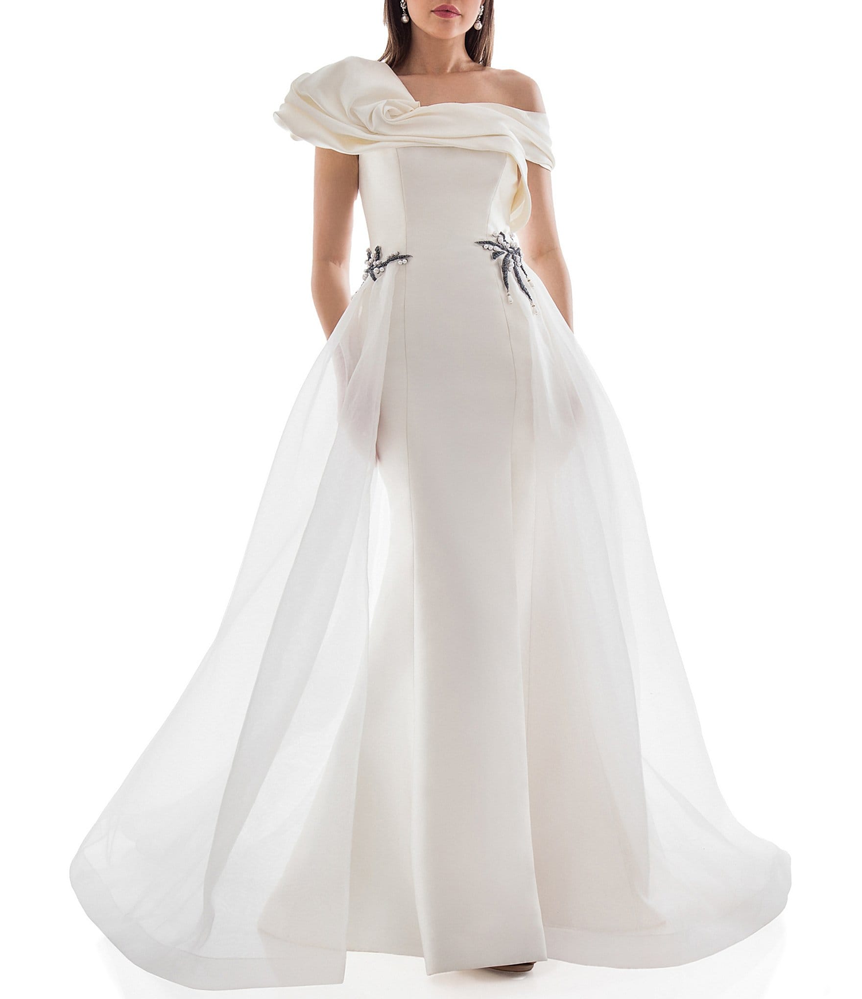 Terani Couture One Shoulder Sleeveless Beaded Waist Ball Gown | Dillard's